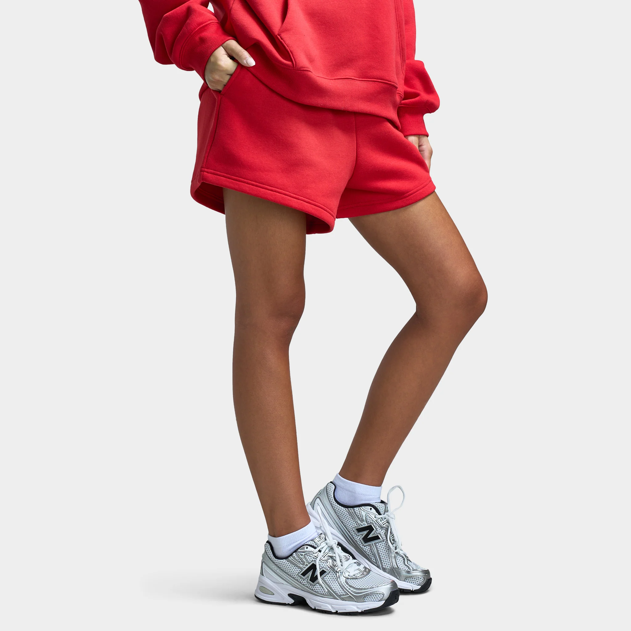 New Balance Women's Athletic Fleece Shorts / Red - Image 4