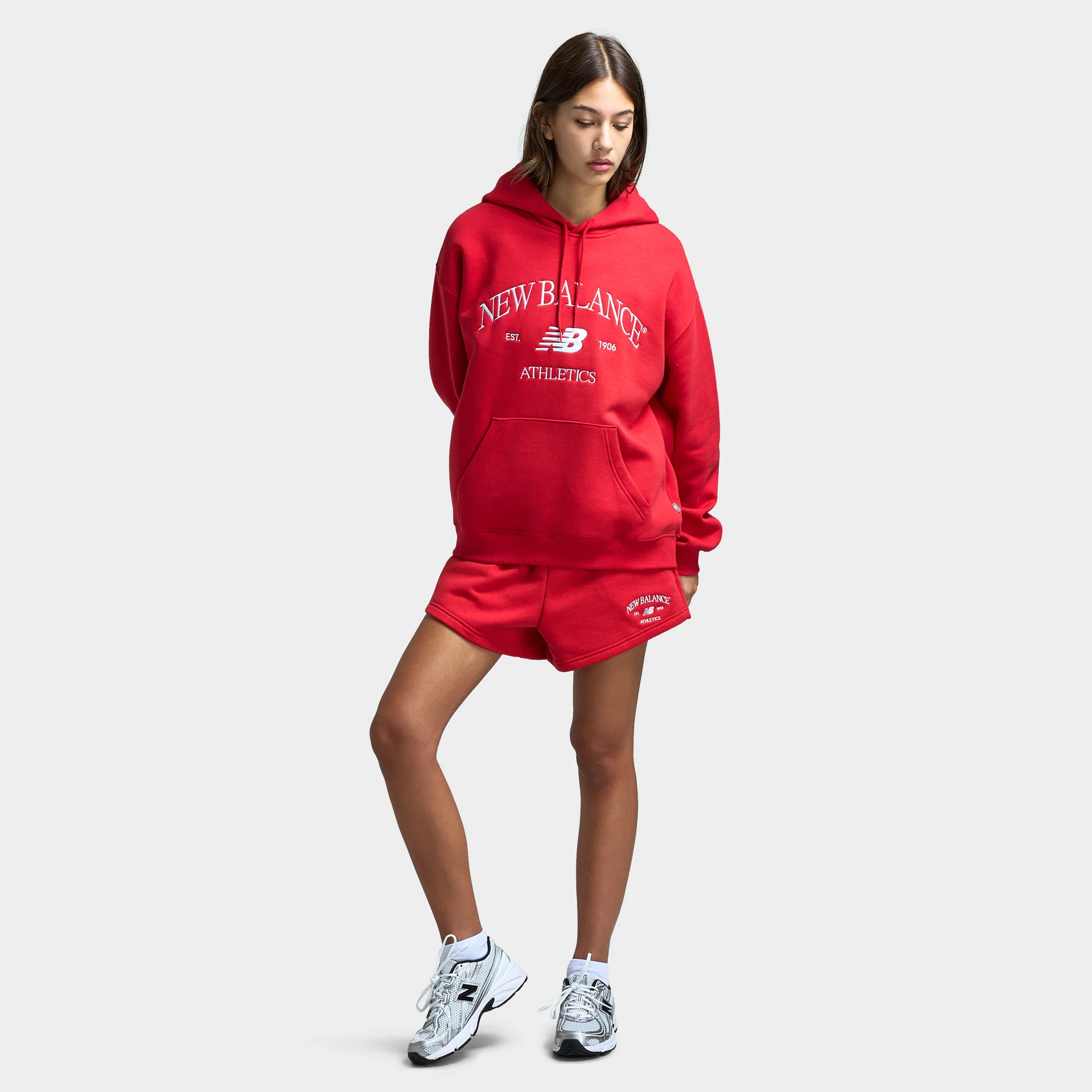New Balance Women's Athletic Fleece Shorts / Red - Image 6