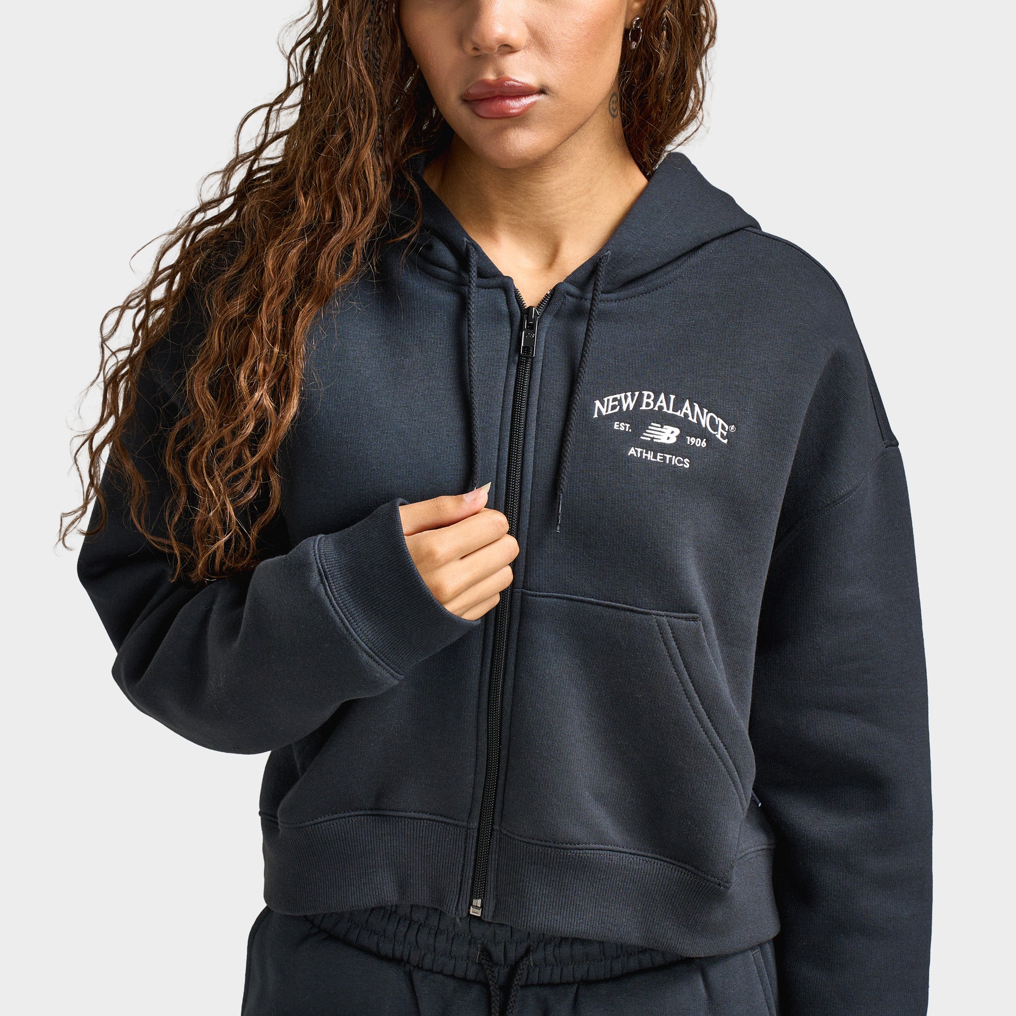 New Balance Athletic Crop Fullzip Hoodie / Black - Image 4