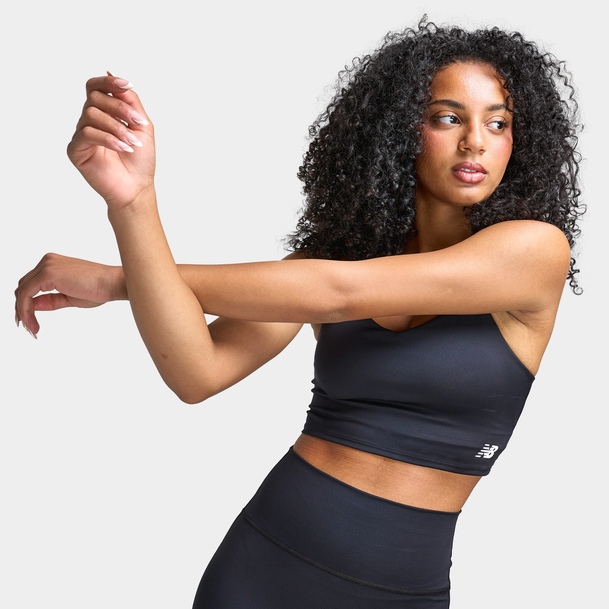 New Balance Women's Logo Tank Bra Dock / Black - Image 3