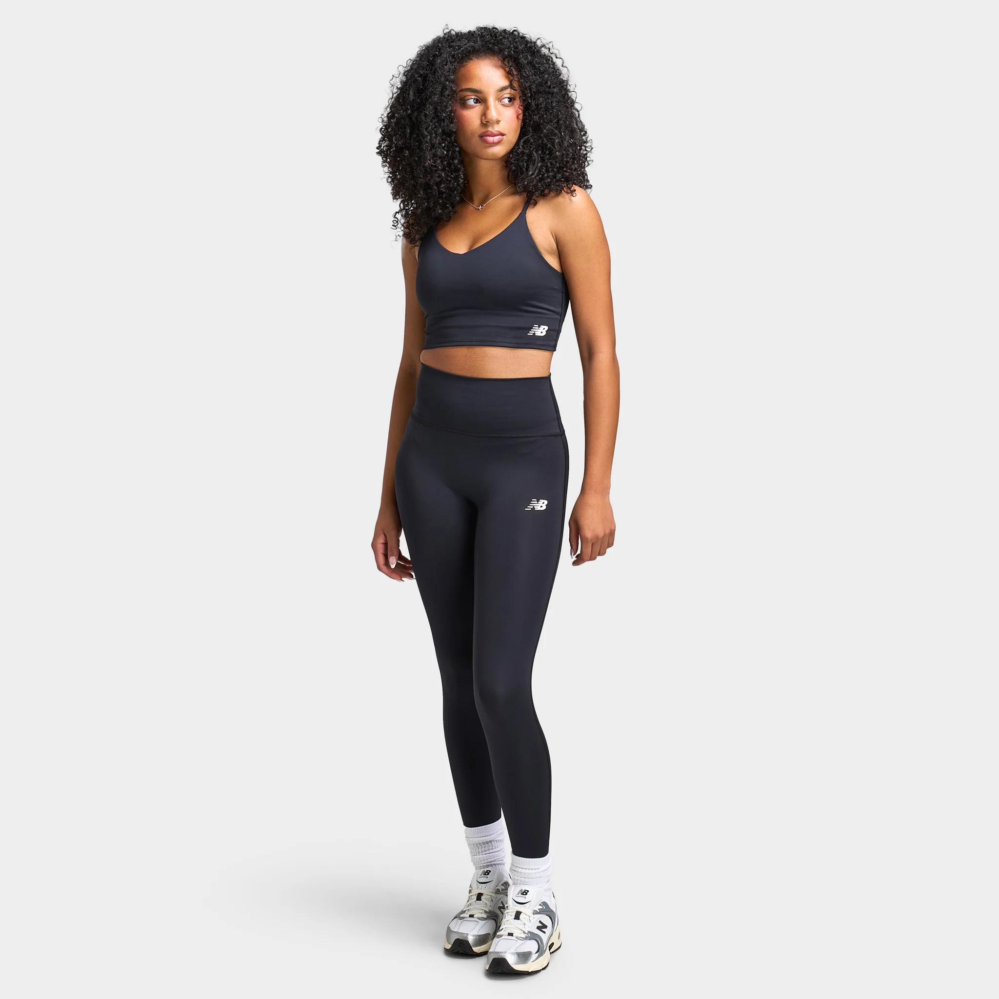 New Balance Women's Logo Tank Bra Dock / Black - Image 6