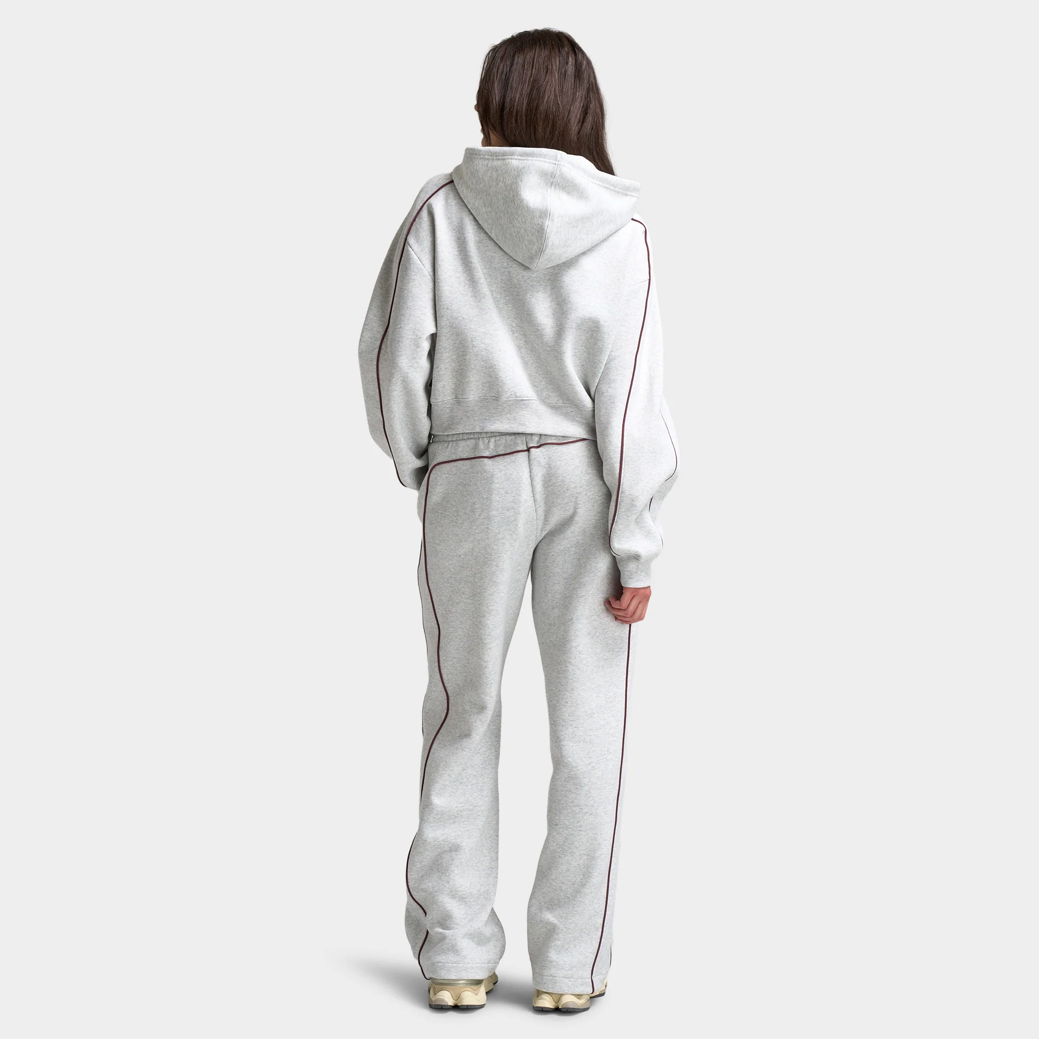New Balance Women's Piping Full-Zip Crop Hoodie / Grey - Image 6