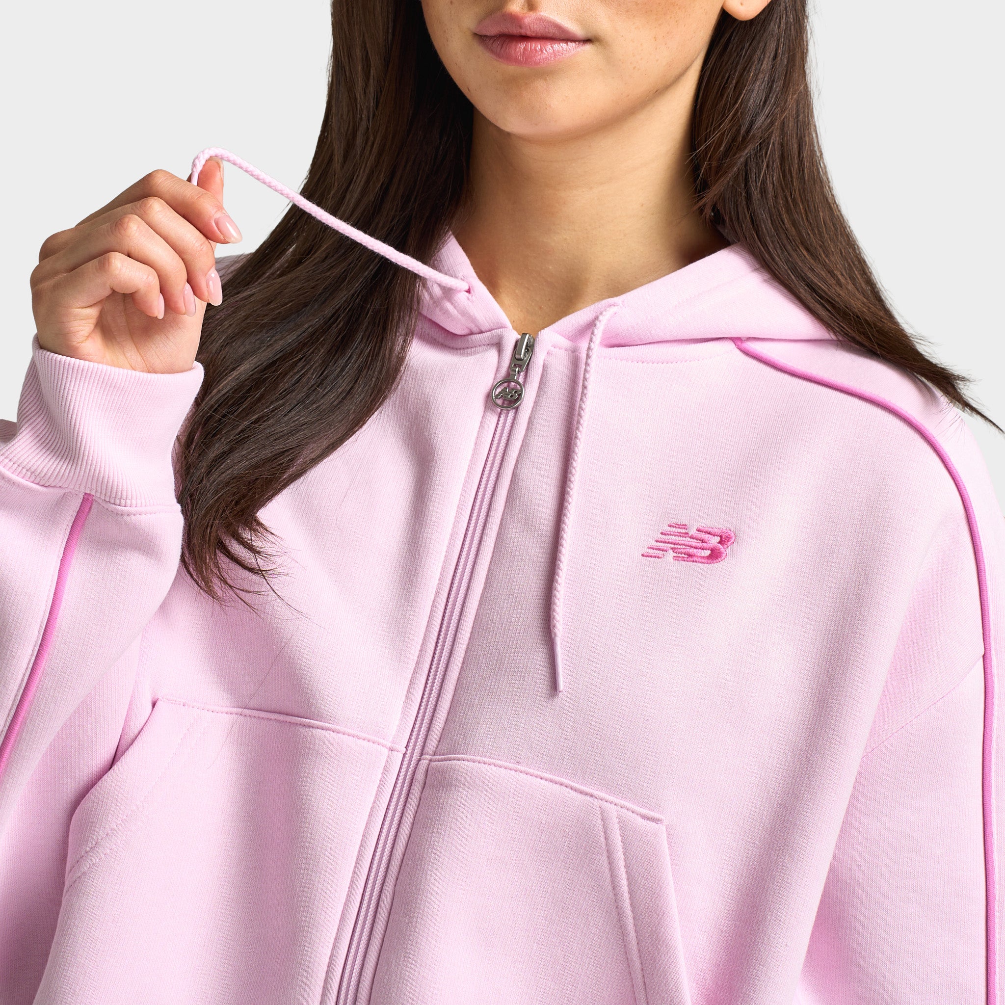New Balance Women's Piping Full-Zip Hoodie / Light Raspberry - Image 3