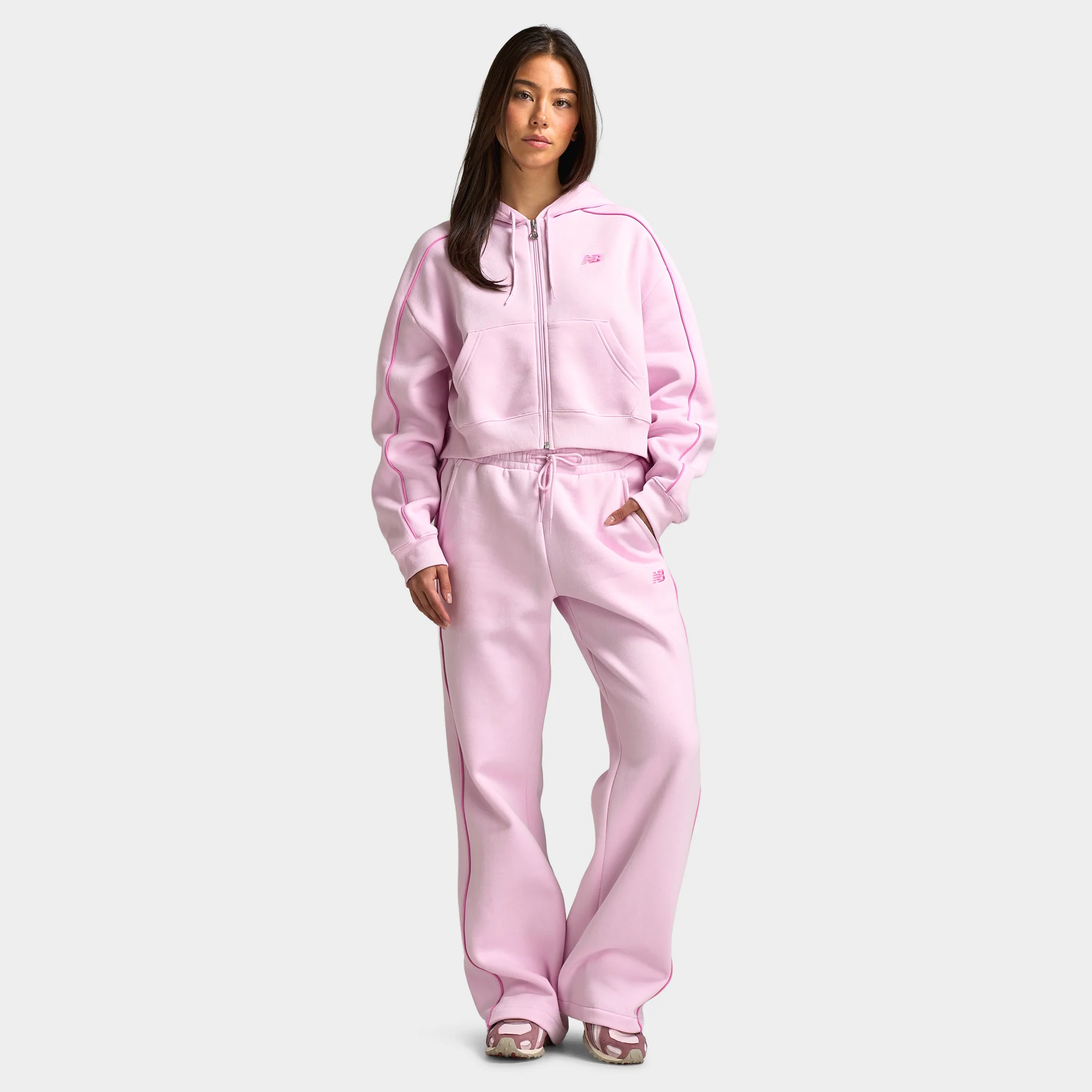 New Balance Women's Piping Full-Zip Hoodie / Light Raspberry - Image 5