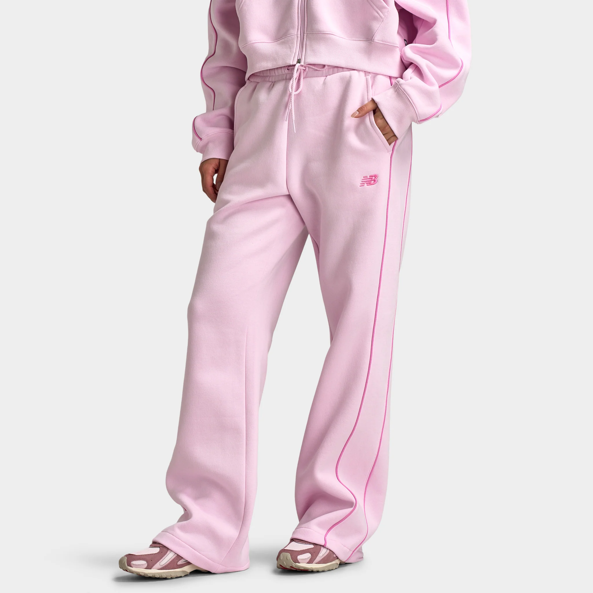 New Balance Women's Piping Straight Leg Joggers / Light Raspberry - Image 2