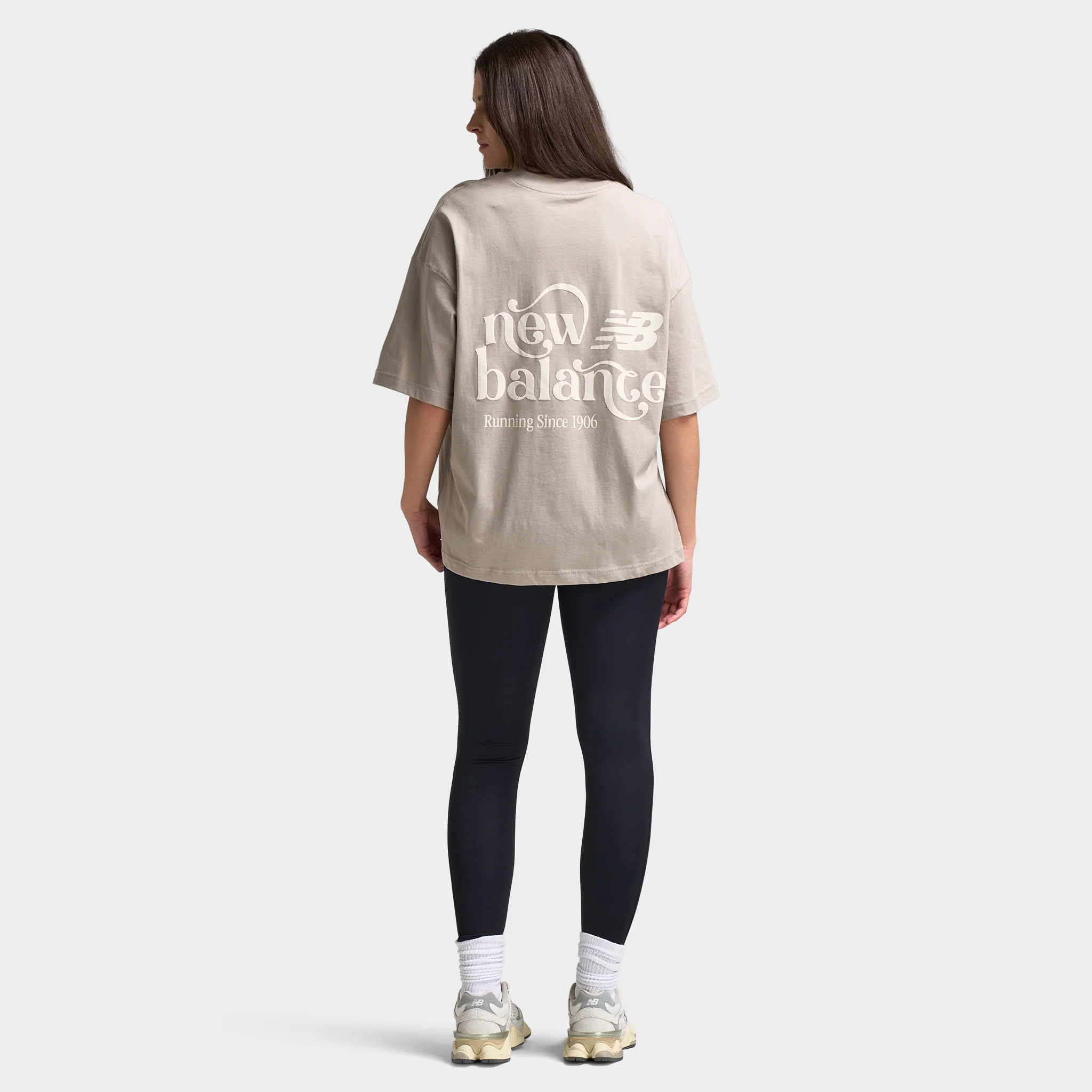 New Balance Women's Script Graphic Boyfriend T-Shirt / Brown - Image 2