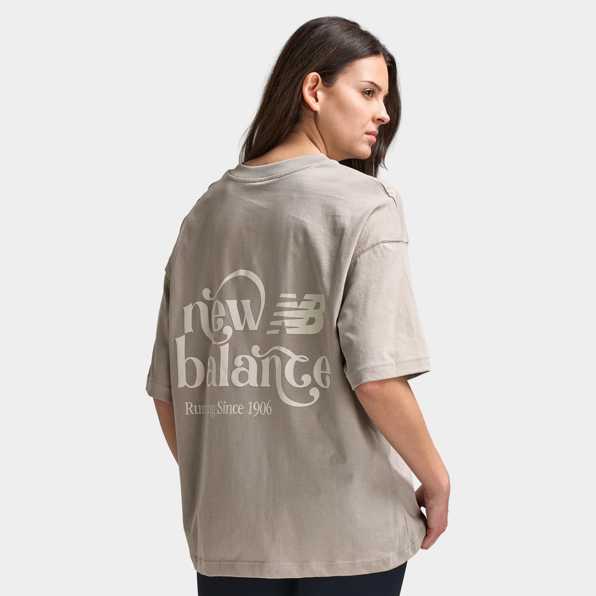 New Balance Women's Script Graphic Boyfriend T-Shirt / Brown - Image 6