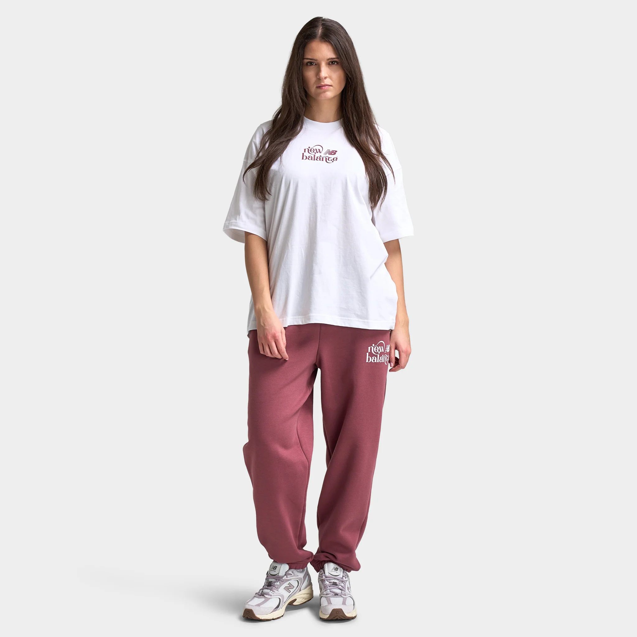 New Balance Women's Script Graphic Boyfriend T-Shirt / White - Image 5