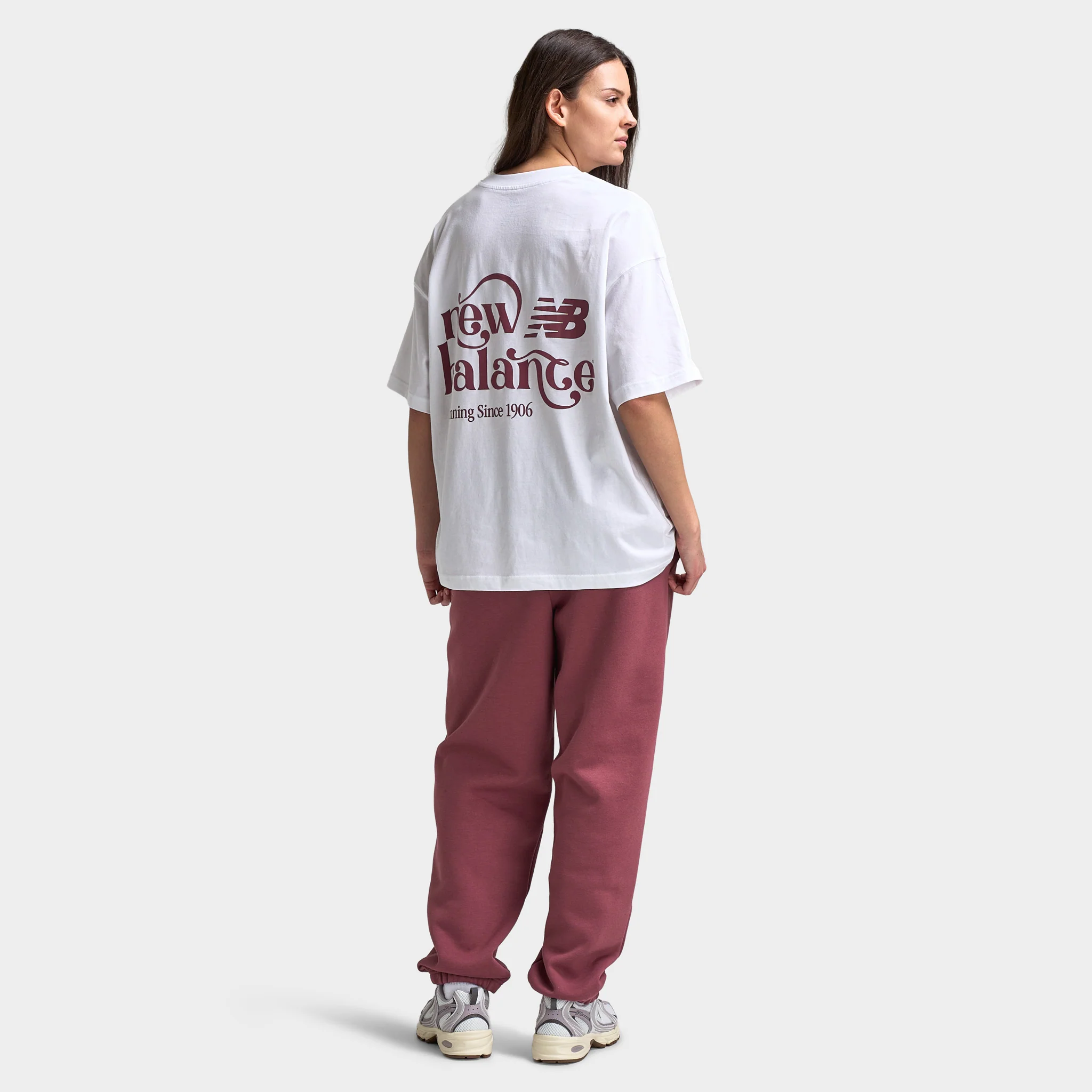 New Balance Women's Script Graphic Boyfriend T-Shirt / White - Image 6