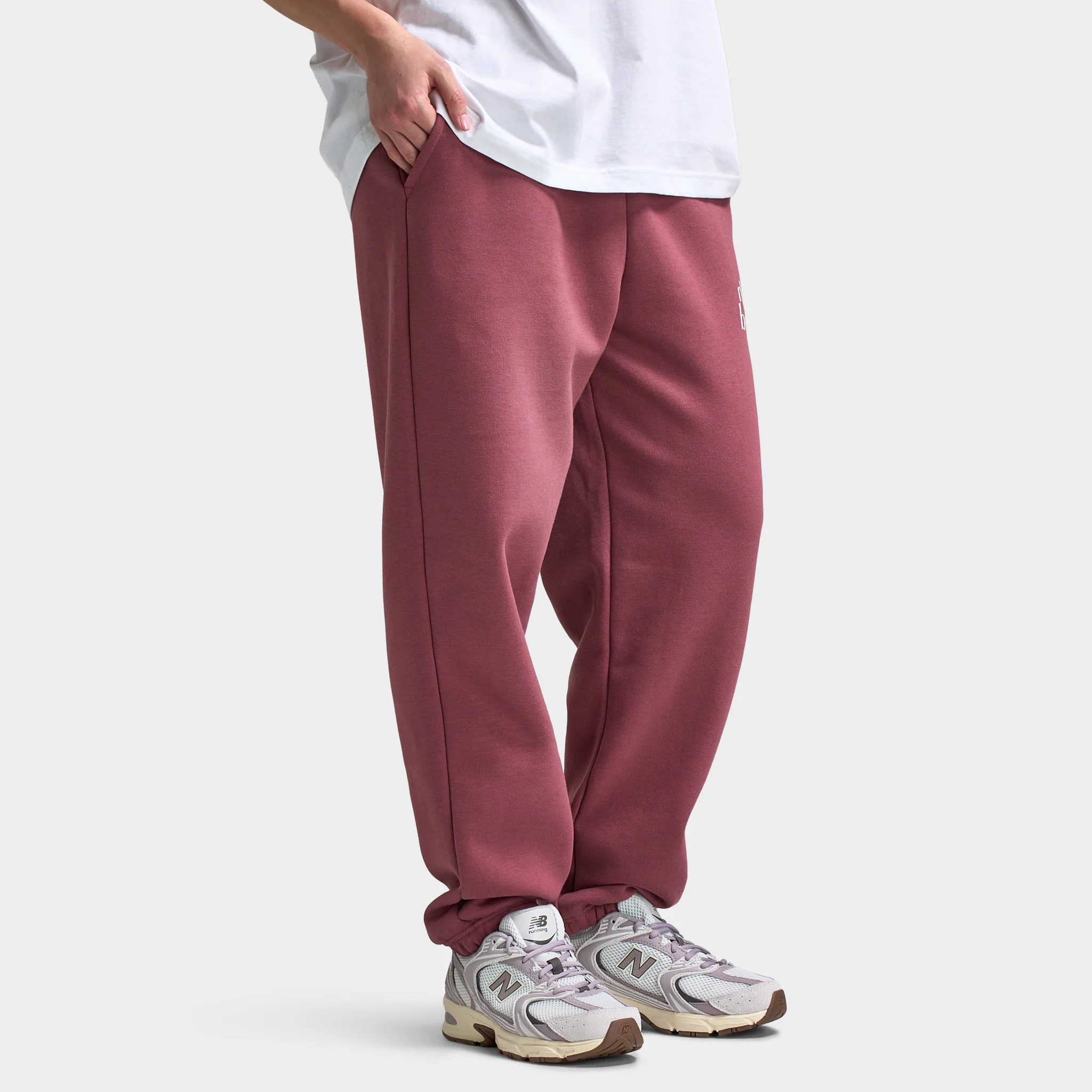 New Balance Women's Script Graphic Cuffed Jogger / Red - Image 4