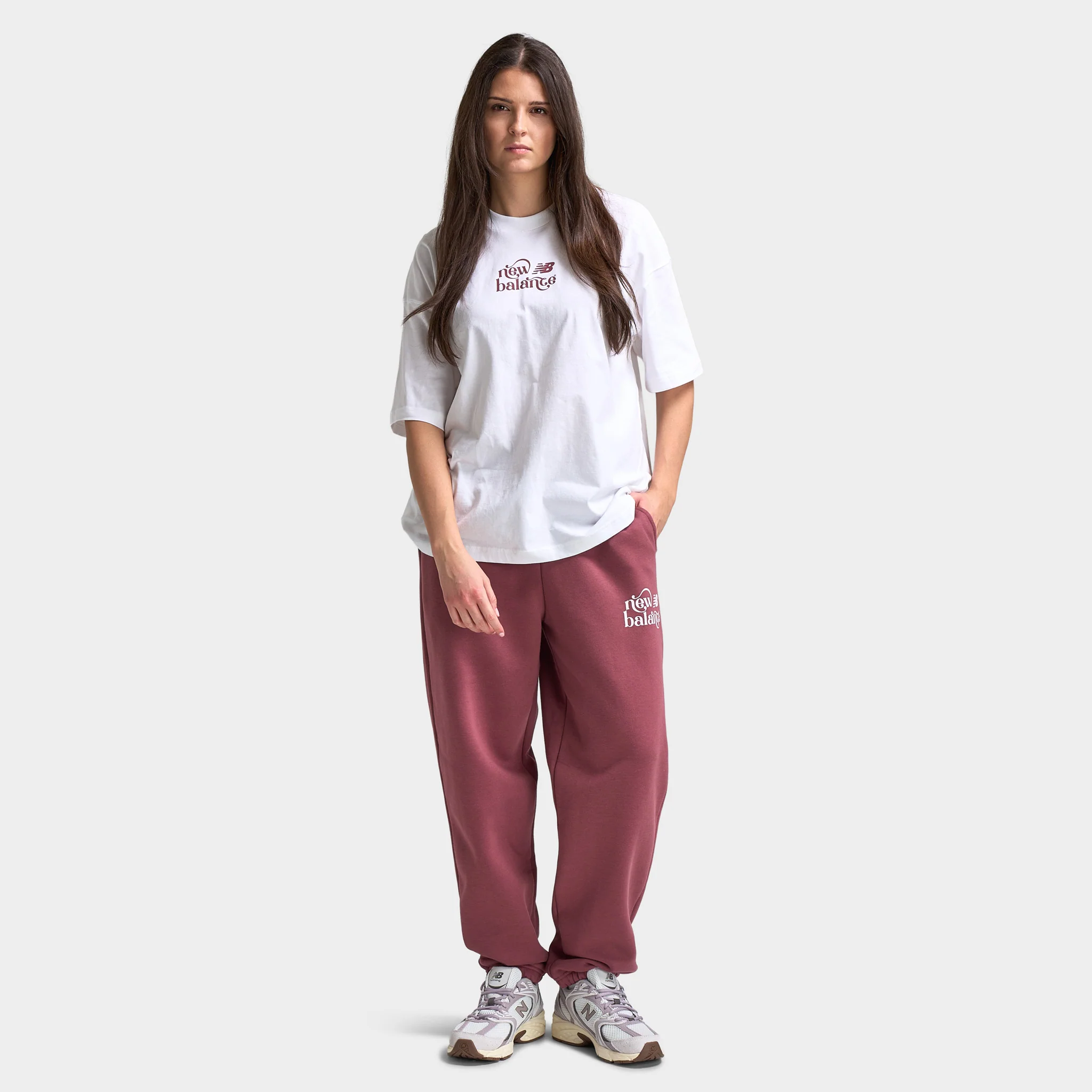 New Balance Women's Script Graphic Cuffed Jogger / Red - Image 6