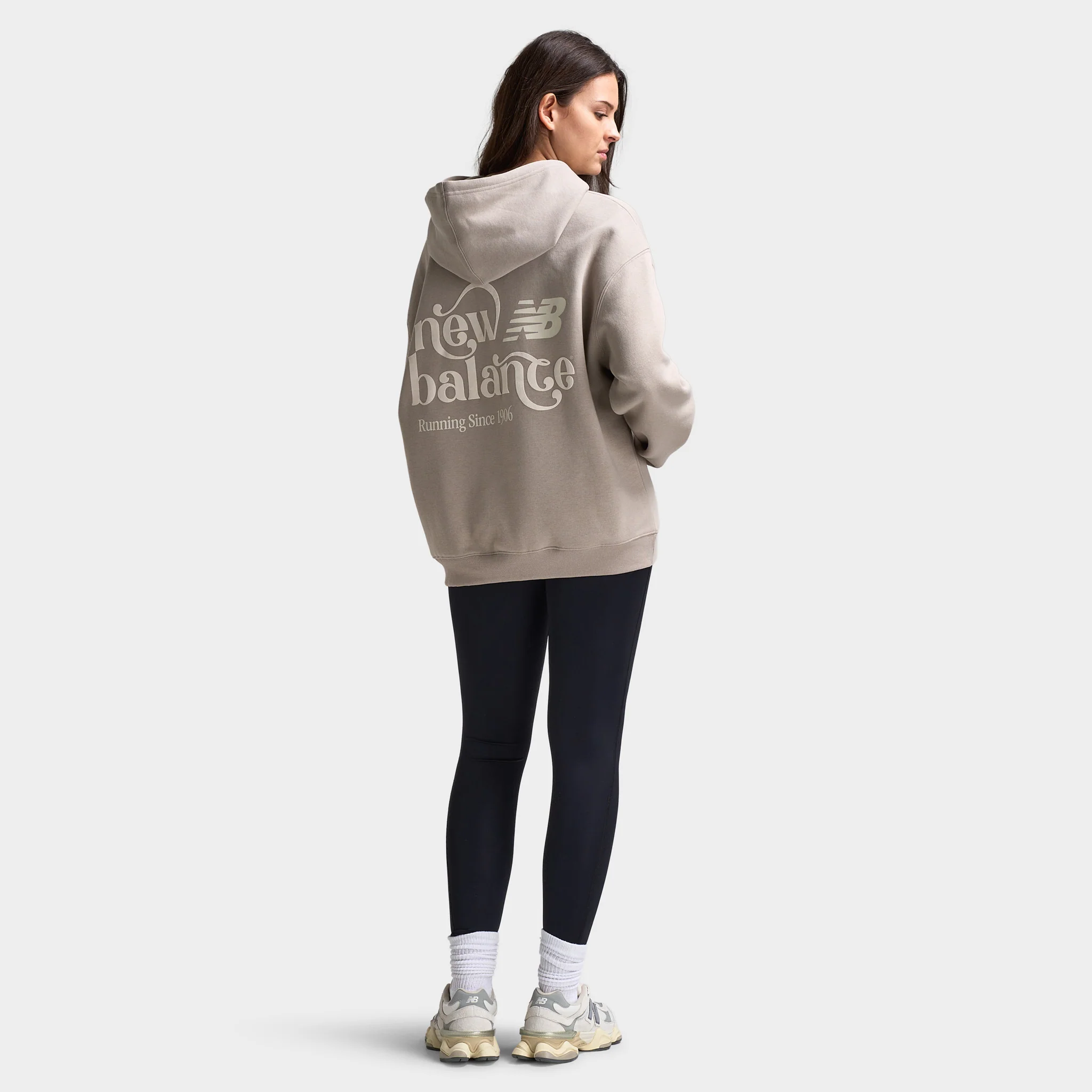 New Balance Women's Script Graphic Hoodie / Brown - Image 2