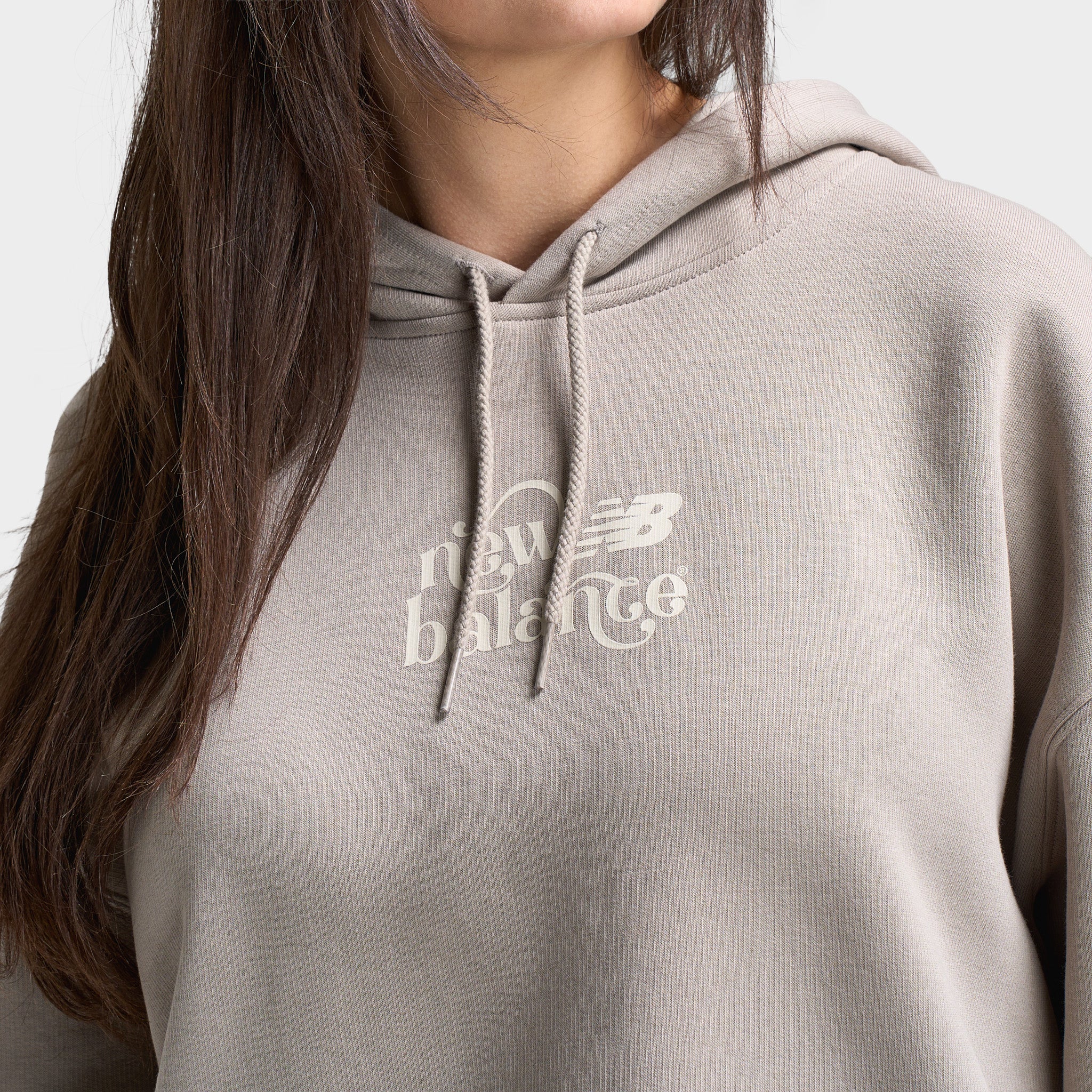 New Balance Women's Script Graphic Hoodie / Brown - Image 3