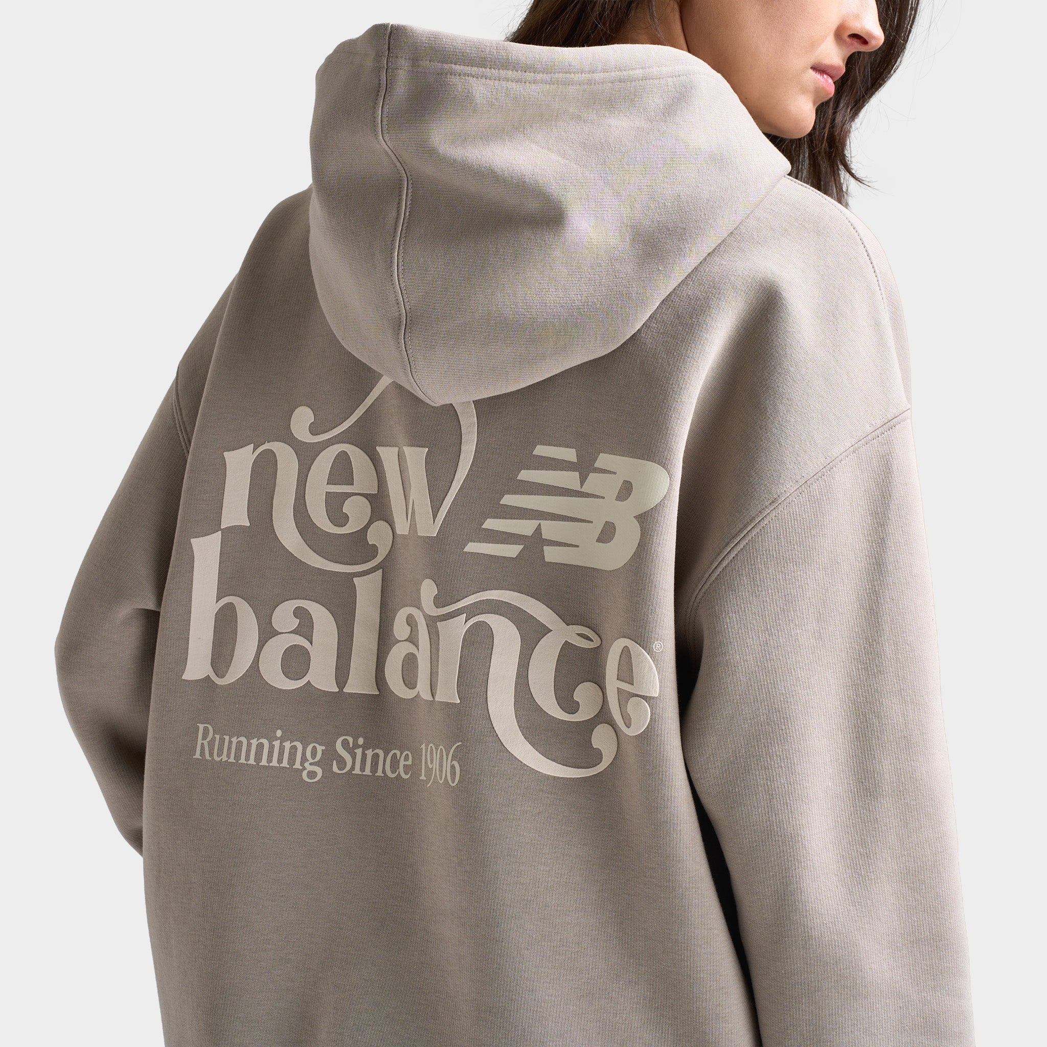 New Balance Women's Script Graphic Hoodie / Brown - Image 4