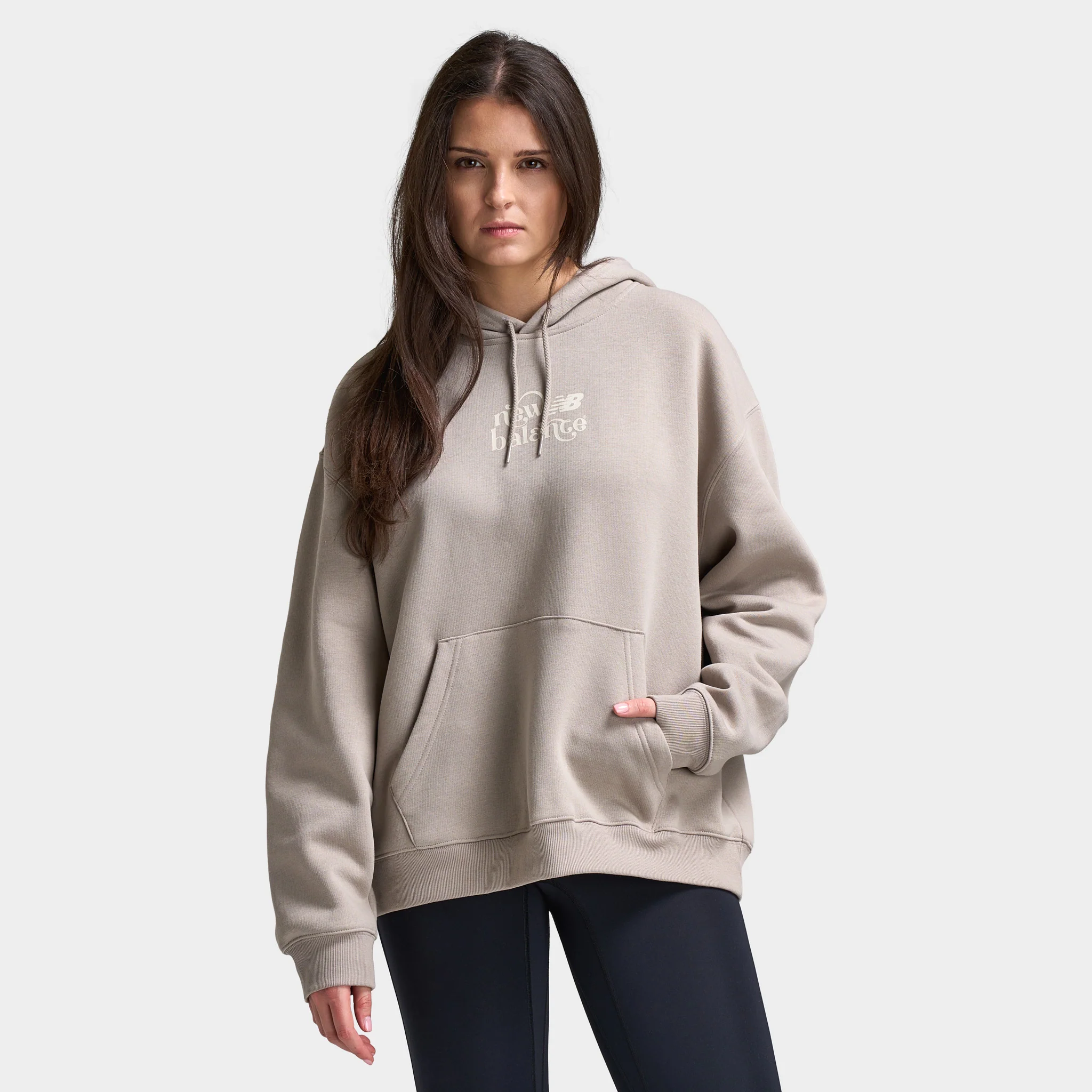New Balance Women's Script Graphic Hoodie / Brown - Image 5