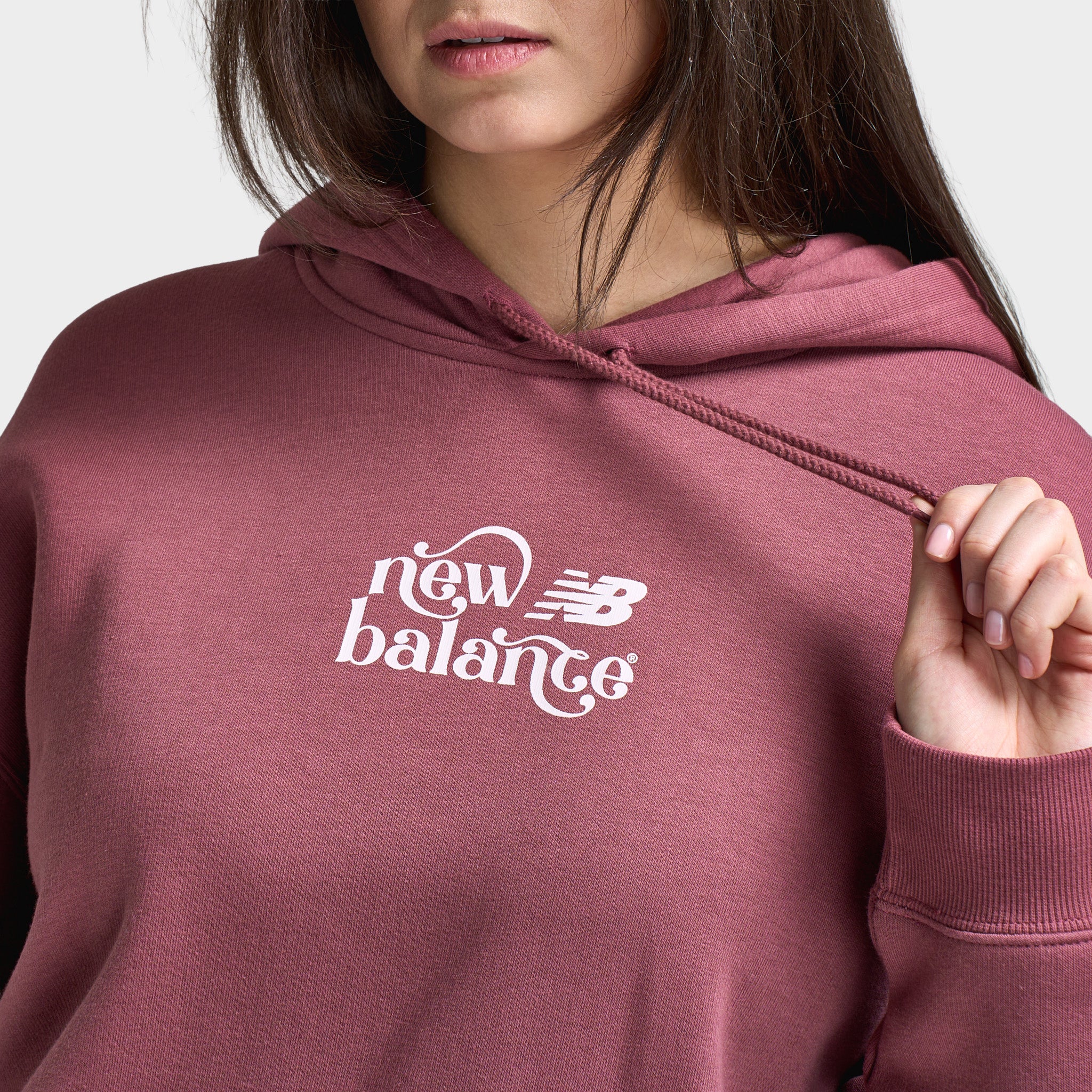 New Balance Women's Script Graphic Hoodie / Red - Image 3