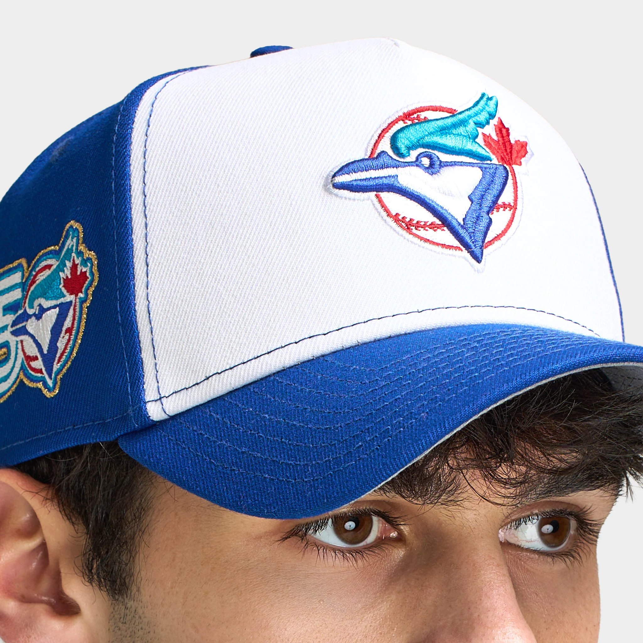 New Era Toronto Blue Jays 50th Season Side Patch 9FORTY AF White / Light Royal - Image 2