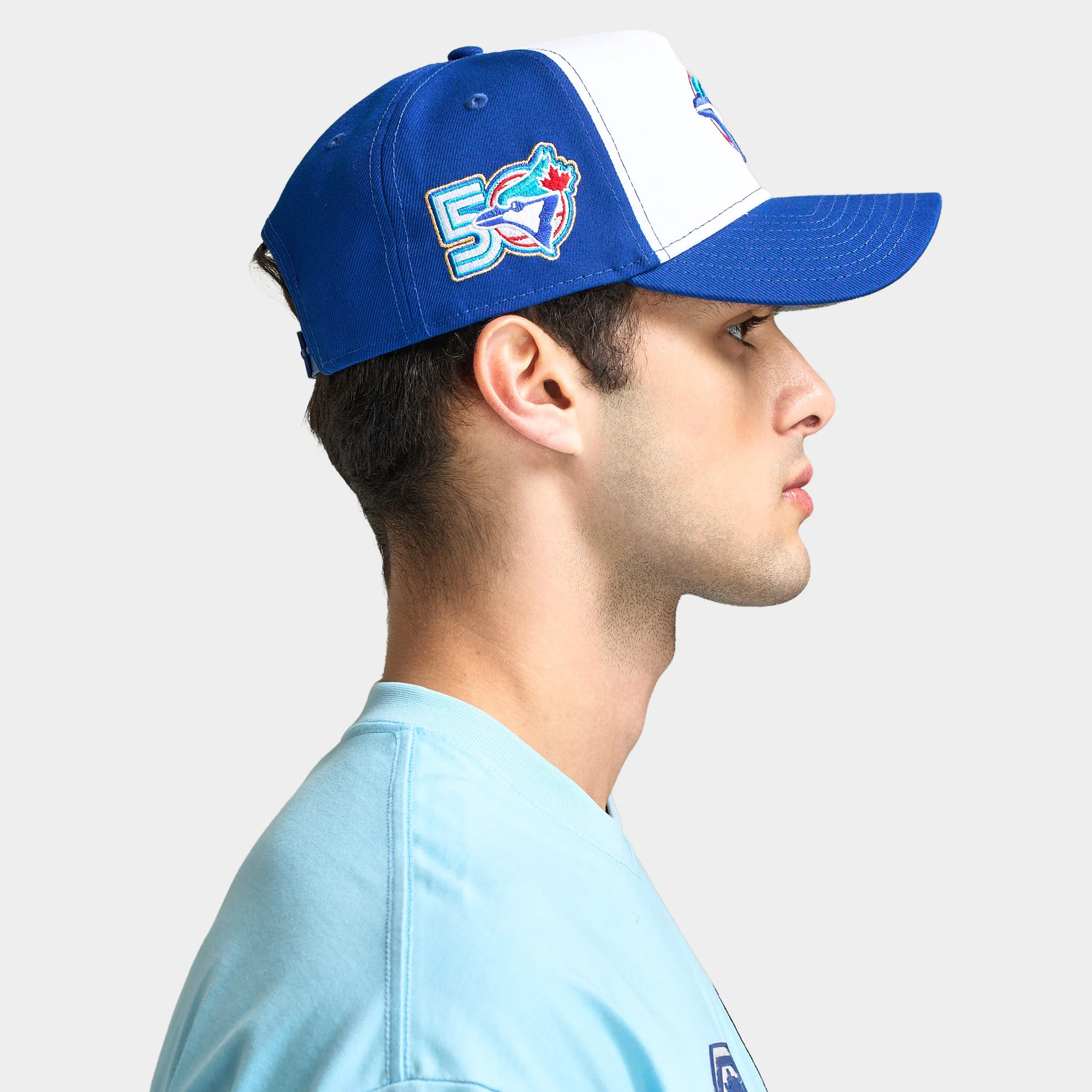 New Era Toronto Blue Jays 50th Season Side Patch 9FORTY AF White / Light Royal - Image 4