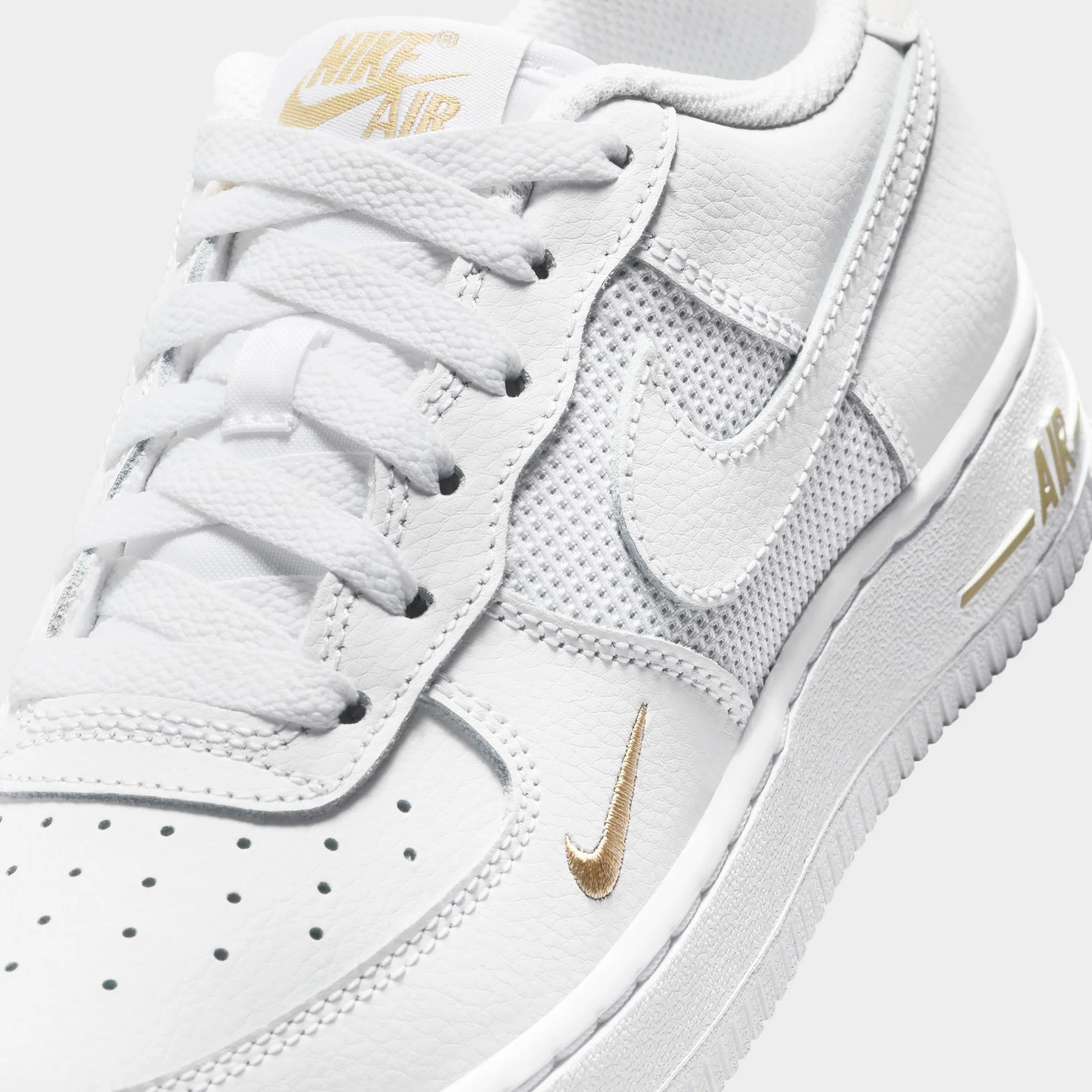 Nike Air Force 1 GS White / Desert Khaki - Metallic Silver - Image 3
