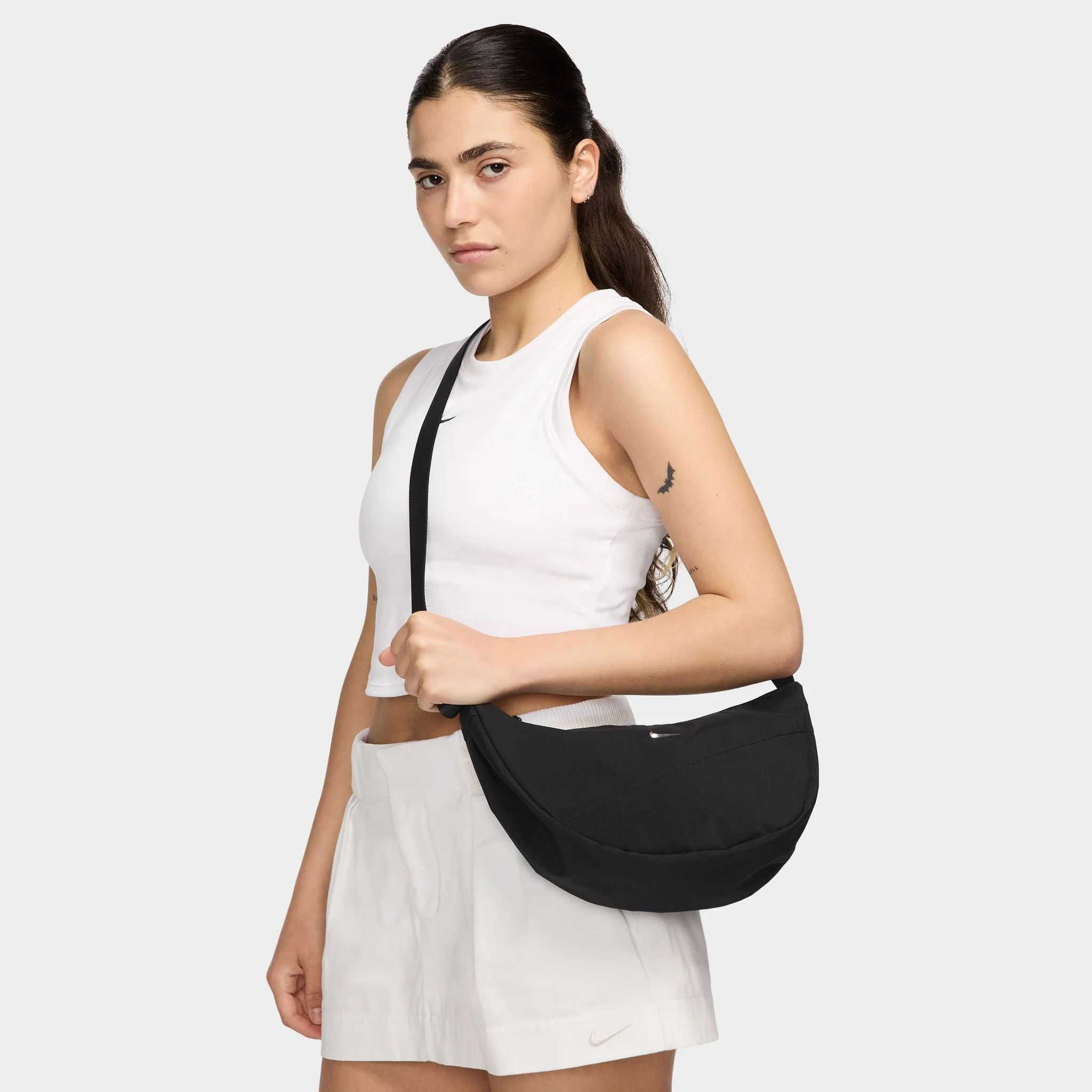 Nike Aura Crescent Crossbody Bag Black / Matte Silver - Image 5