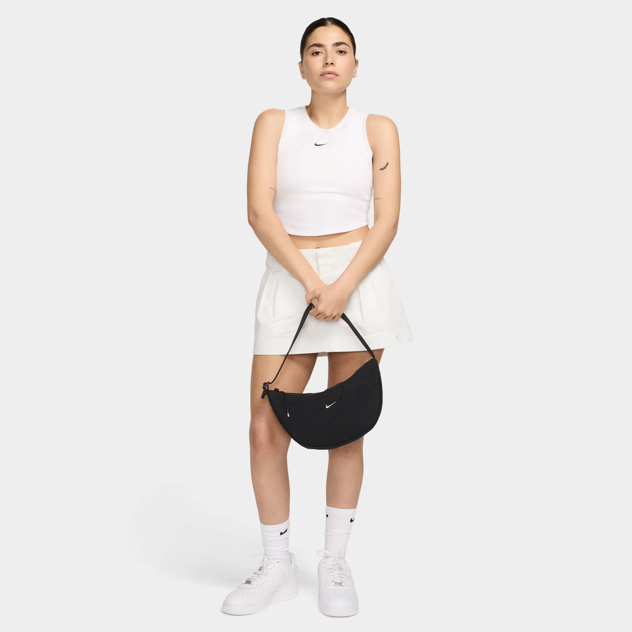 Nike Aura Crescent Crossbody Bag Black / Matte Silver - Image 6
