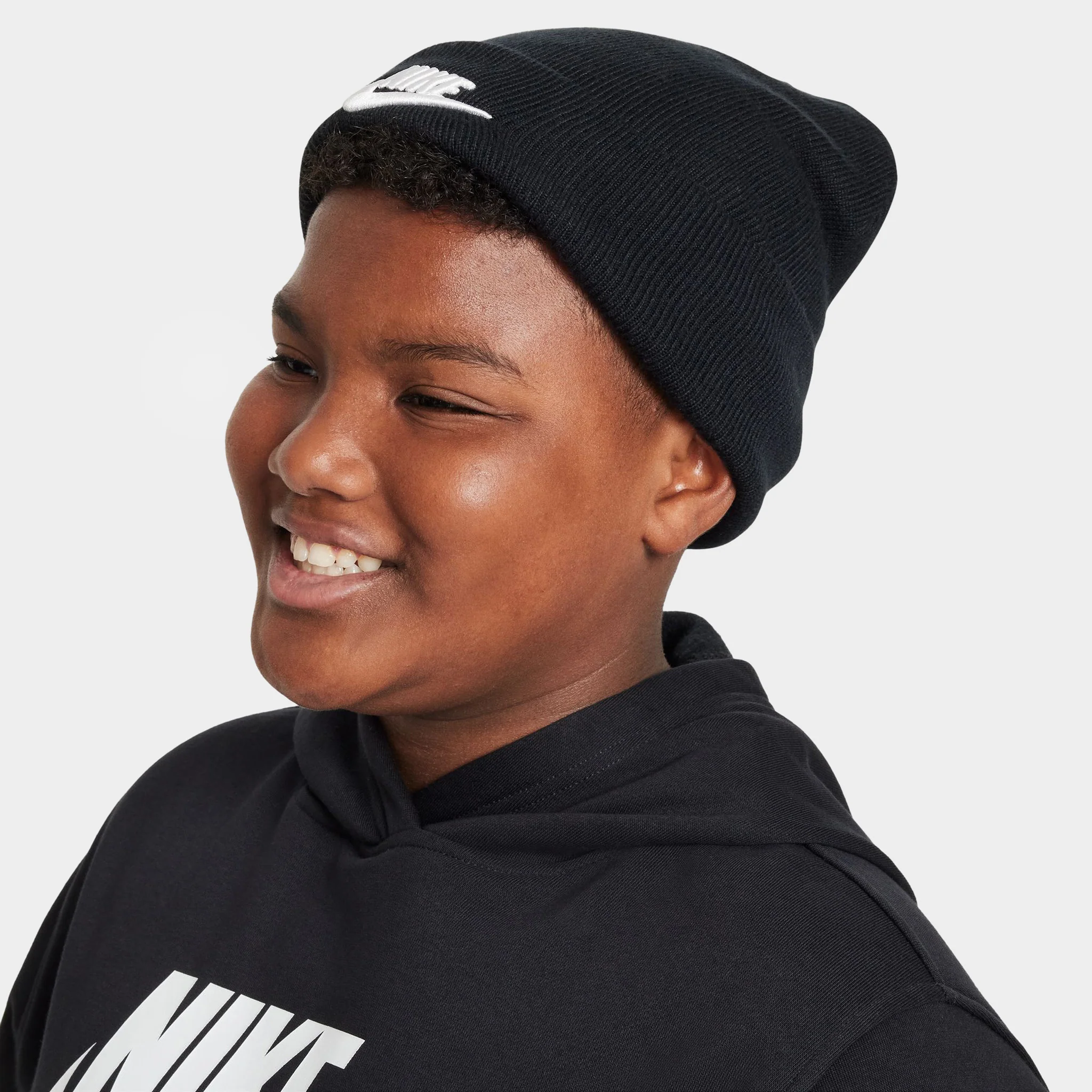 Nike Big Kids' Peak Tall Cuff Futura Beanie Black / White - Image 3