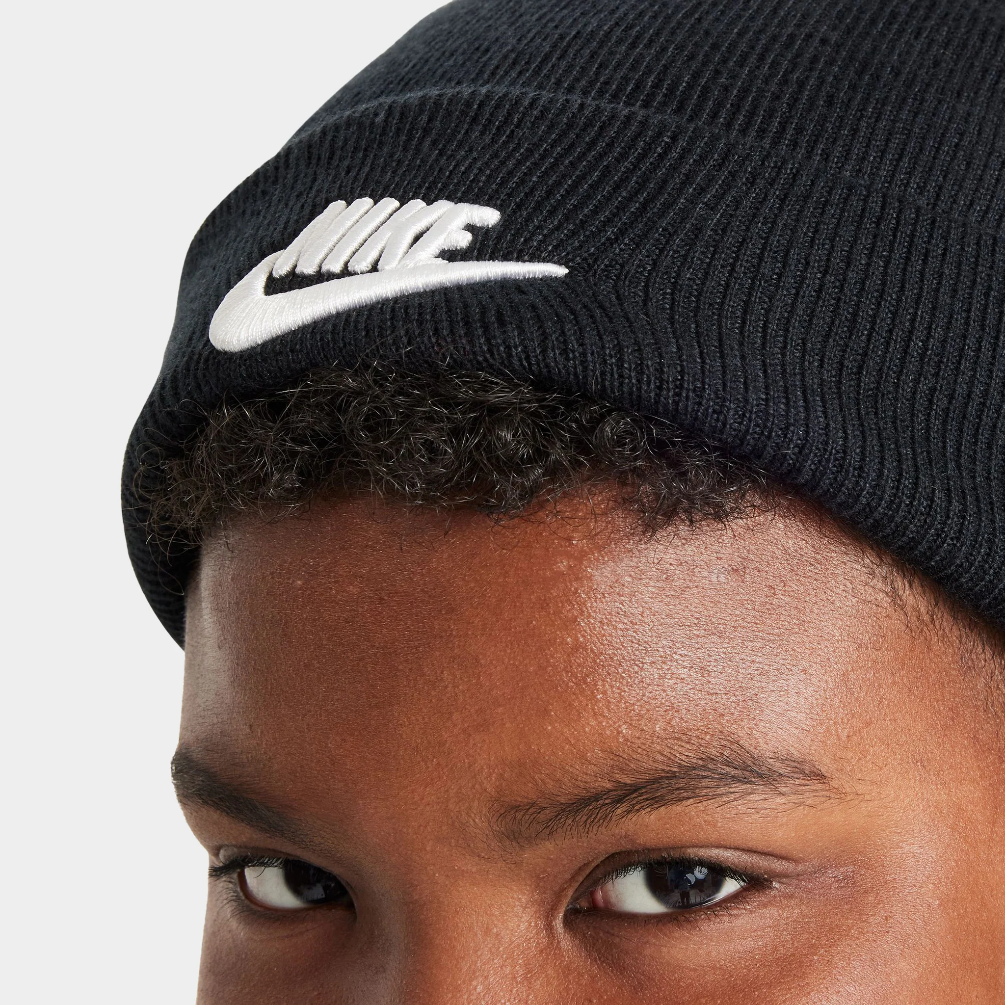 Nike Big Kids' Peak Tall Cuff Futura Beanie Black / White - Image 4