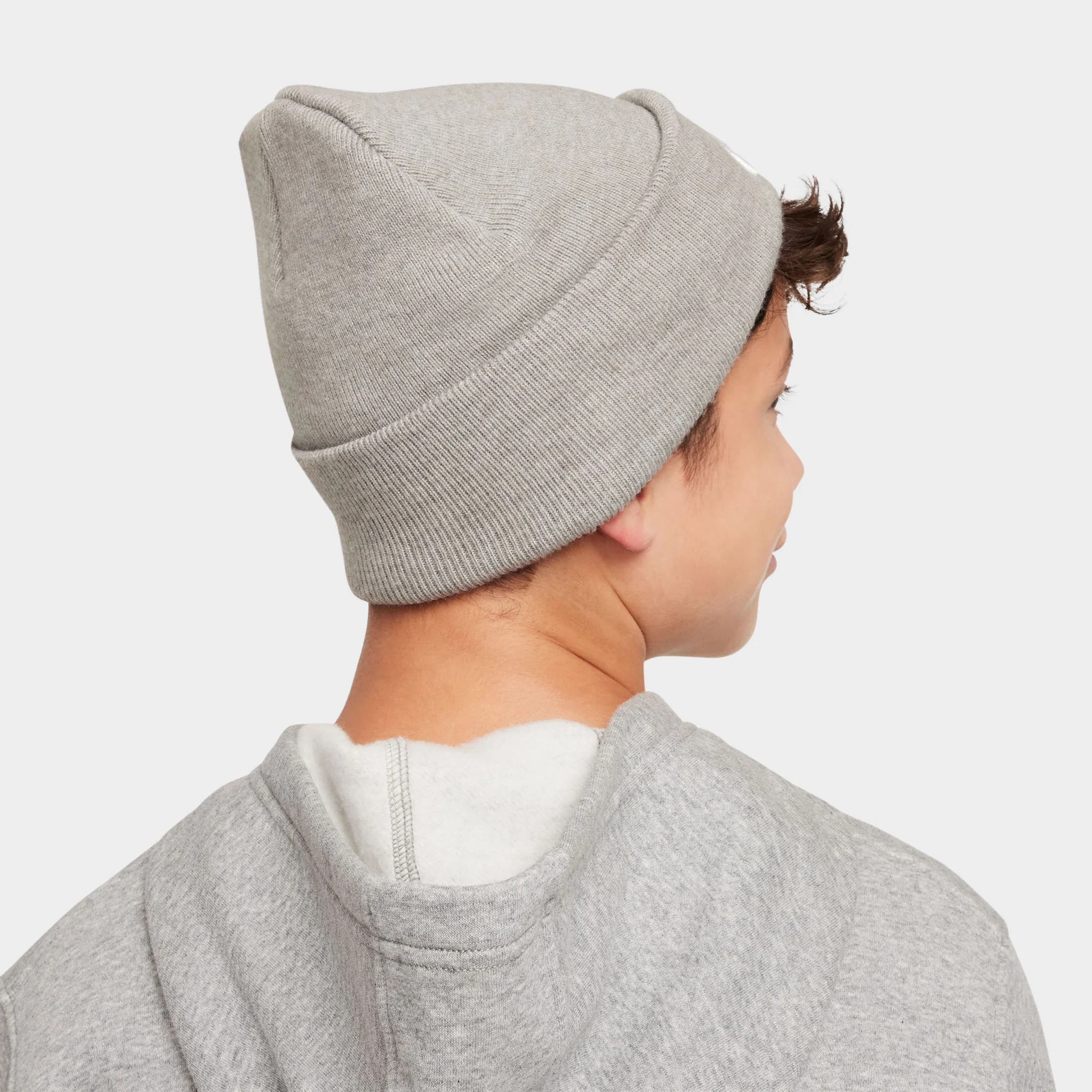 Nike Big Kids' Peak Tall Cuff Futura Beanie Grey / White - Image 2