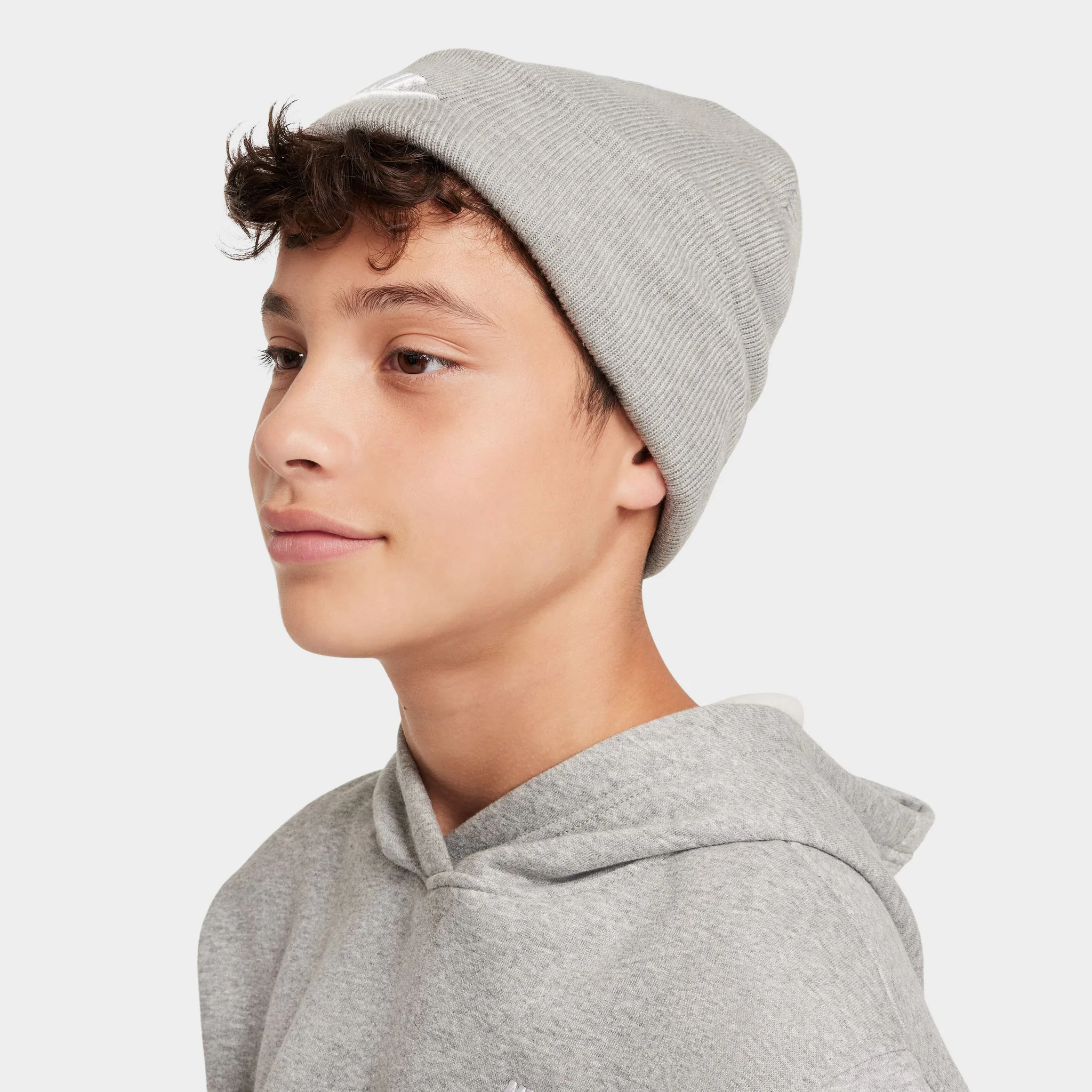 Nike Big Kids' Peak Tall Cuff Futura Beanie Grey / White - Image 3