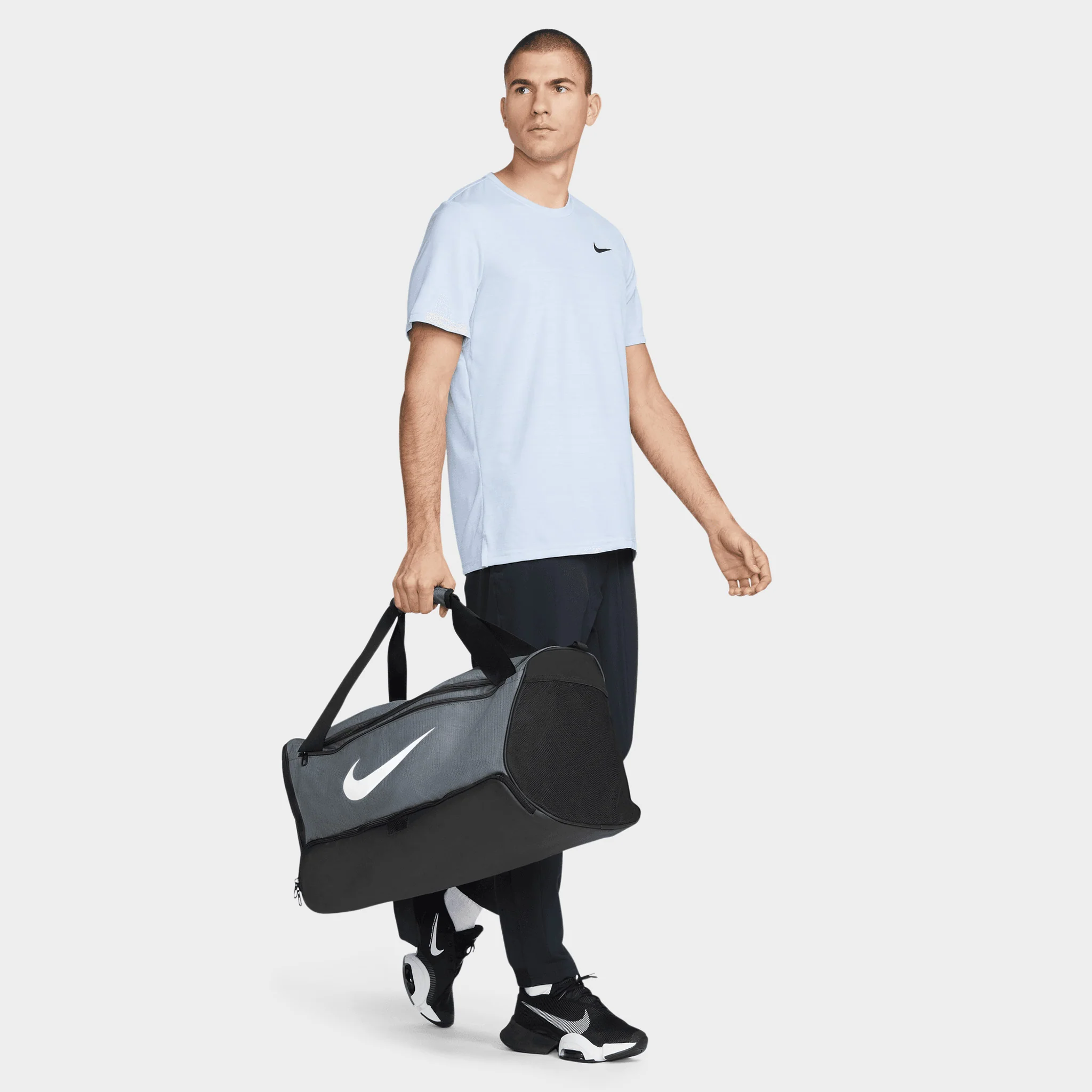Nike Brasilia 9.5 Training Duffel Bag (Medium, 60L) Iron Grey / Black - White - Image 7