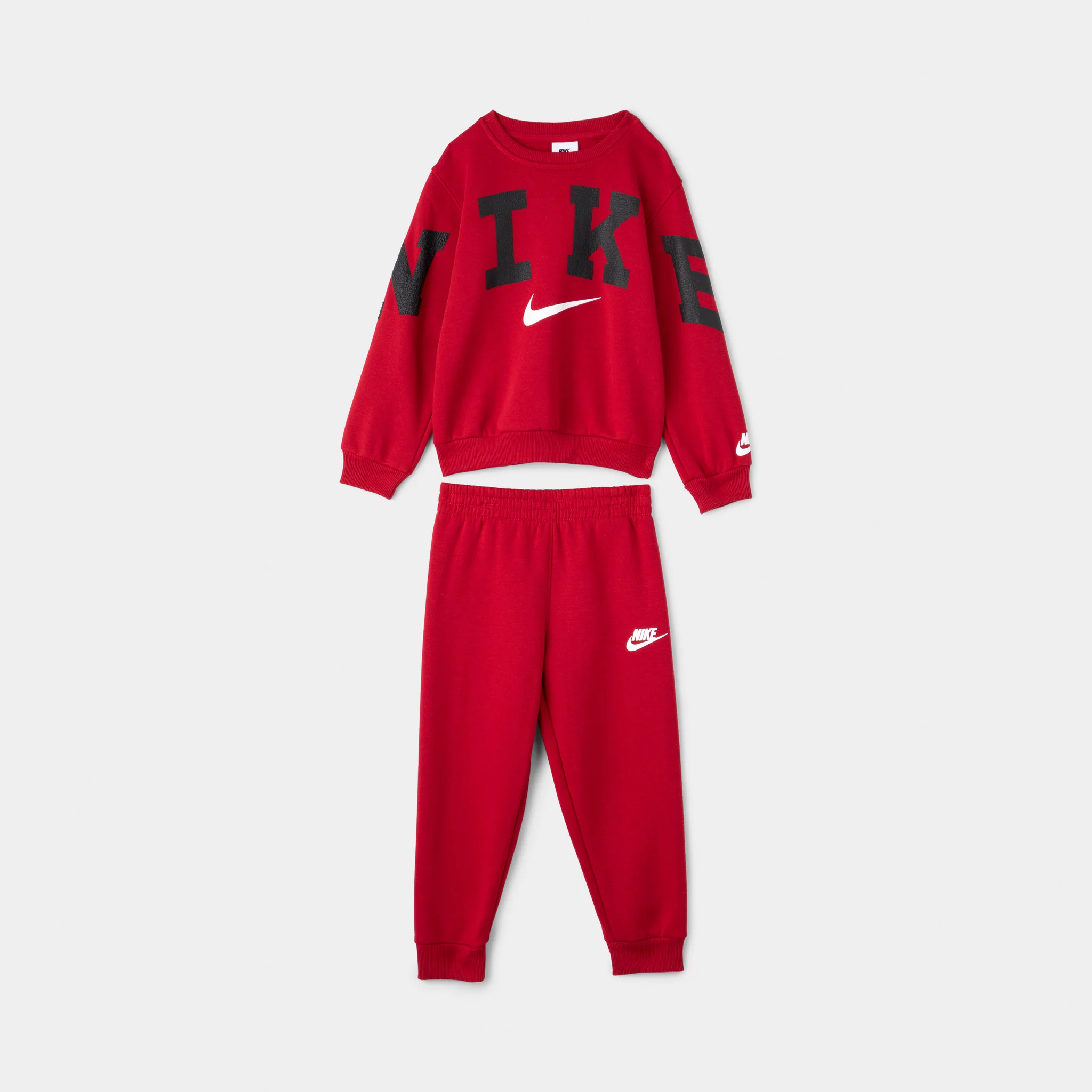 Nike Children's Fleece Crew Jogger Set / Gym Red - Image 10