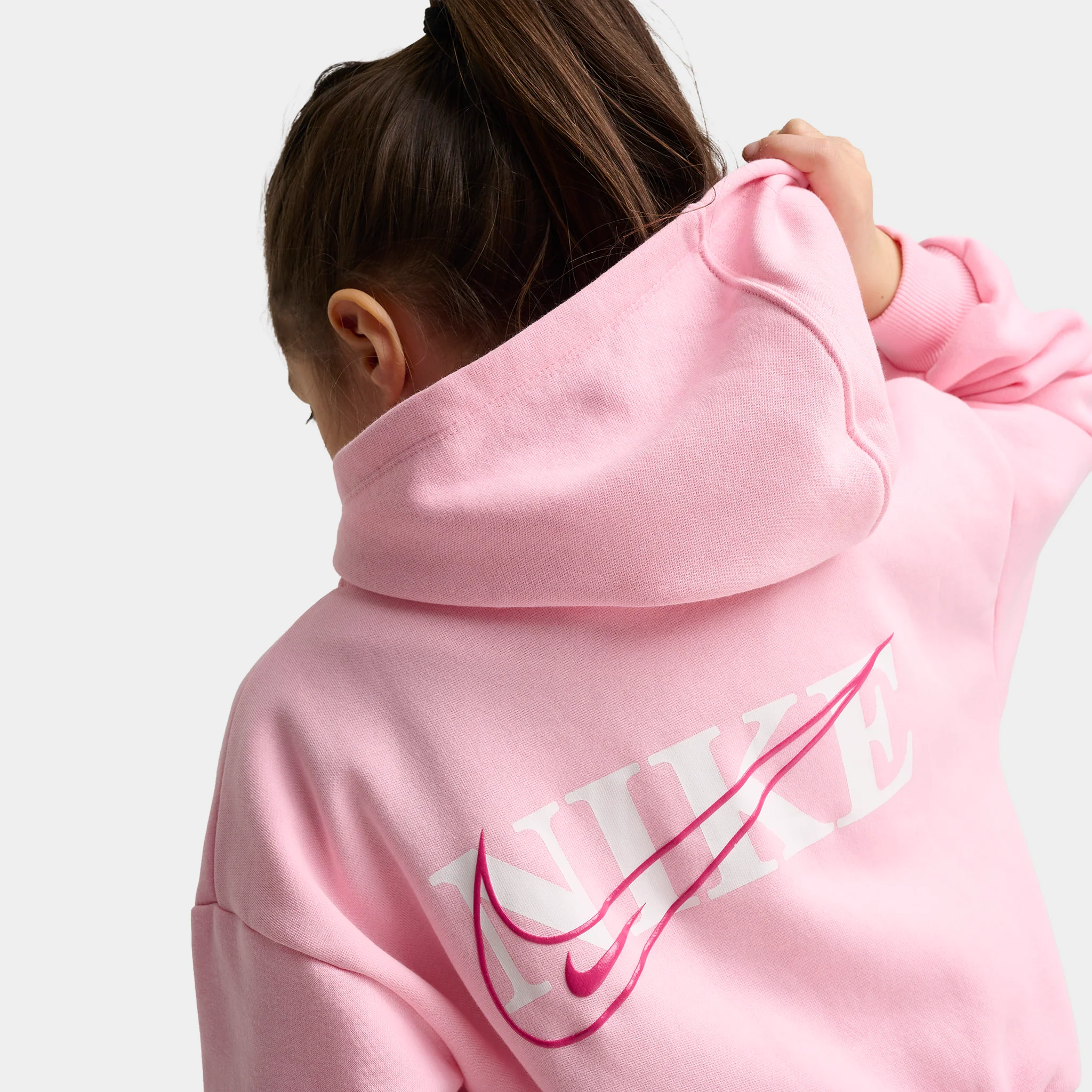 Nike Children's Fullzip Hoodie Wide Leg Pant Set / Medium Soft Pink - Image 3