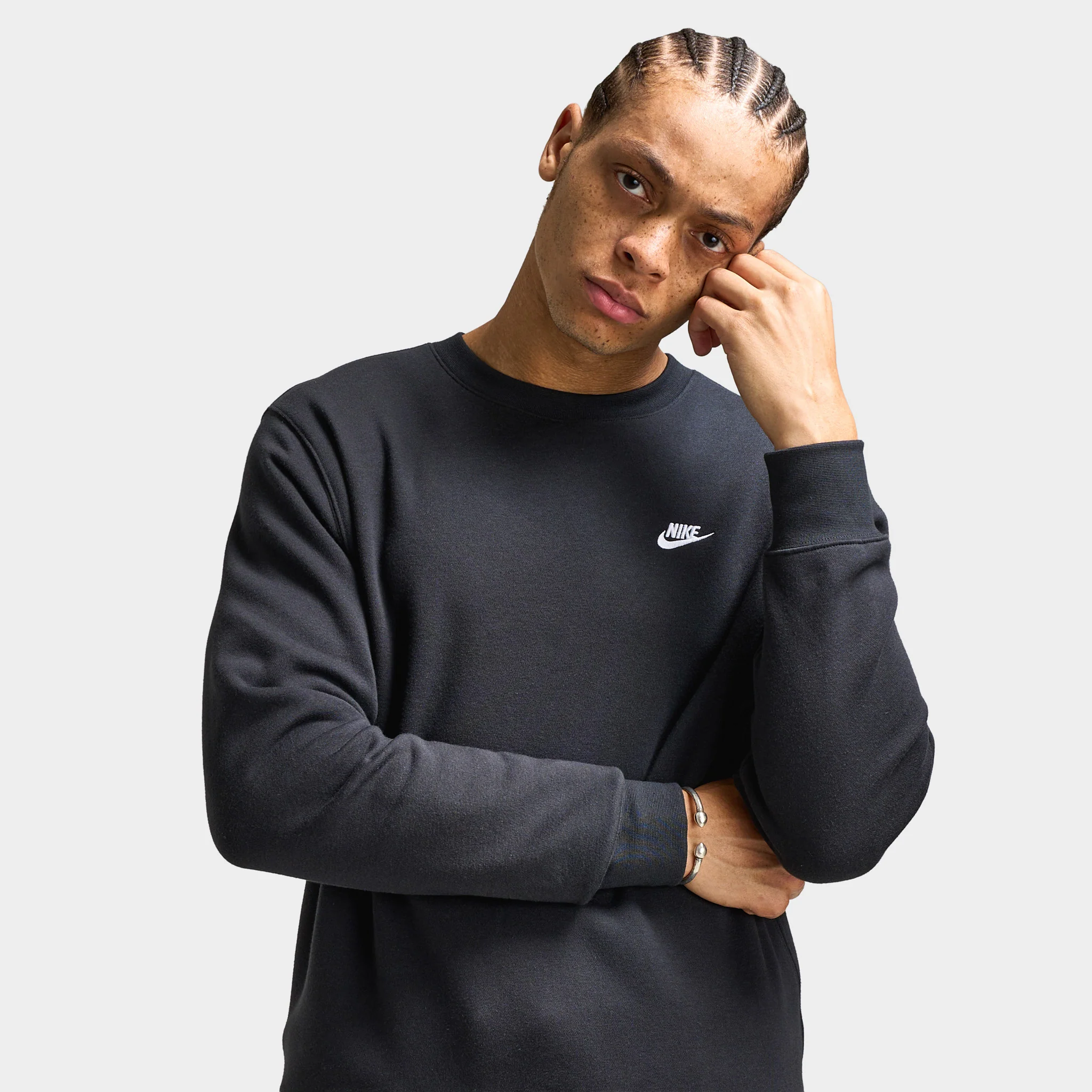 Nike Club Fleece Crew Black / White - Image 3