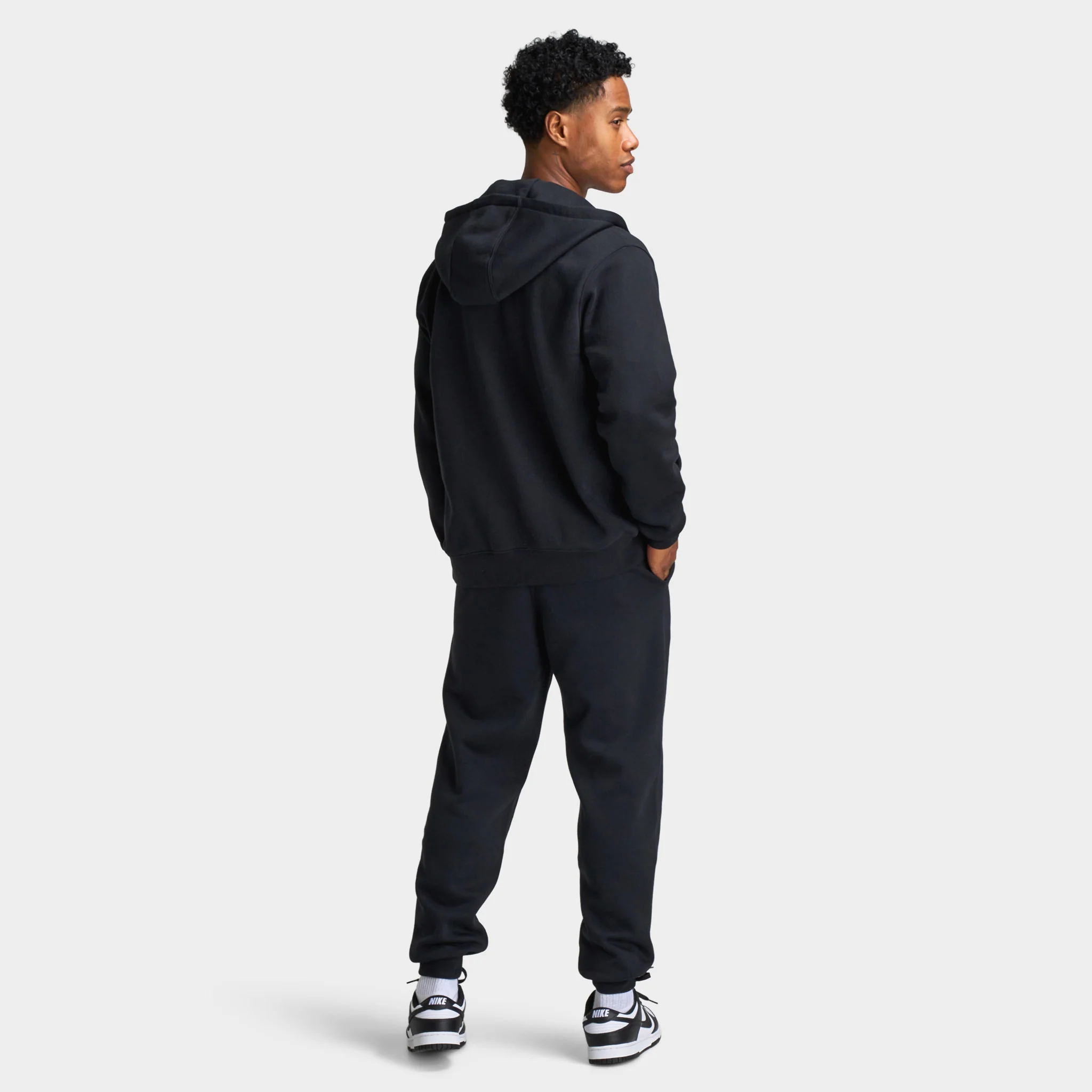Nike Club Fleece Full Zip Hoodie Black / Black - White - Image 5