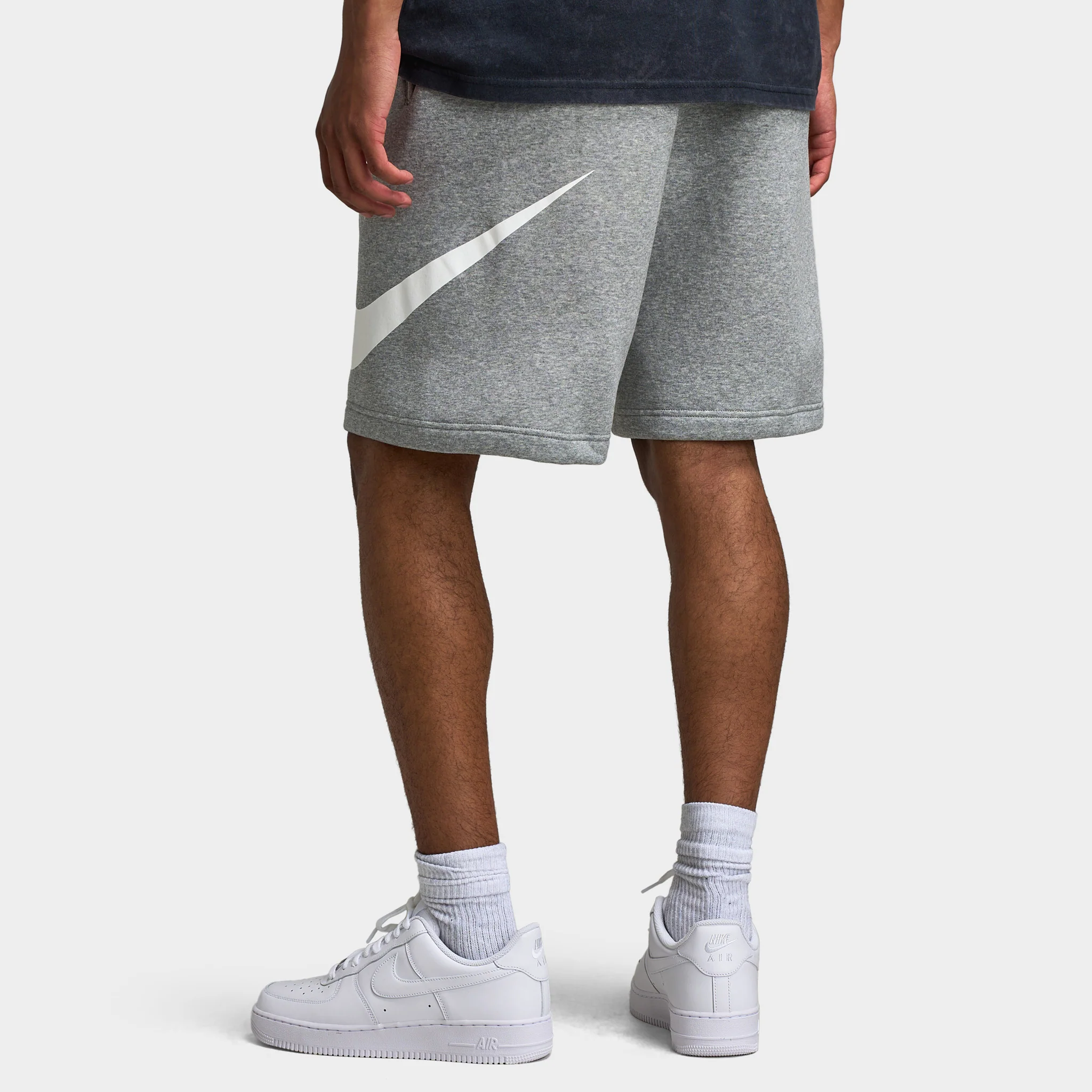Nike Club Brushed Fleece Shorts Dark Heather Grey / Light Smoke Grey - White - Image 2