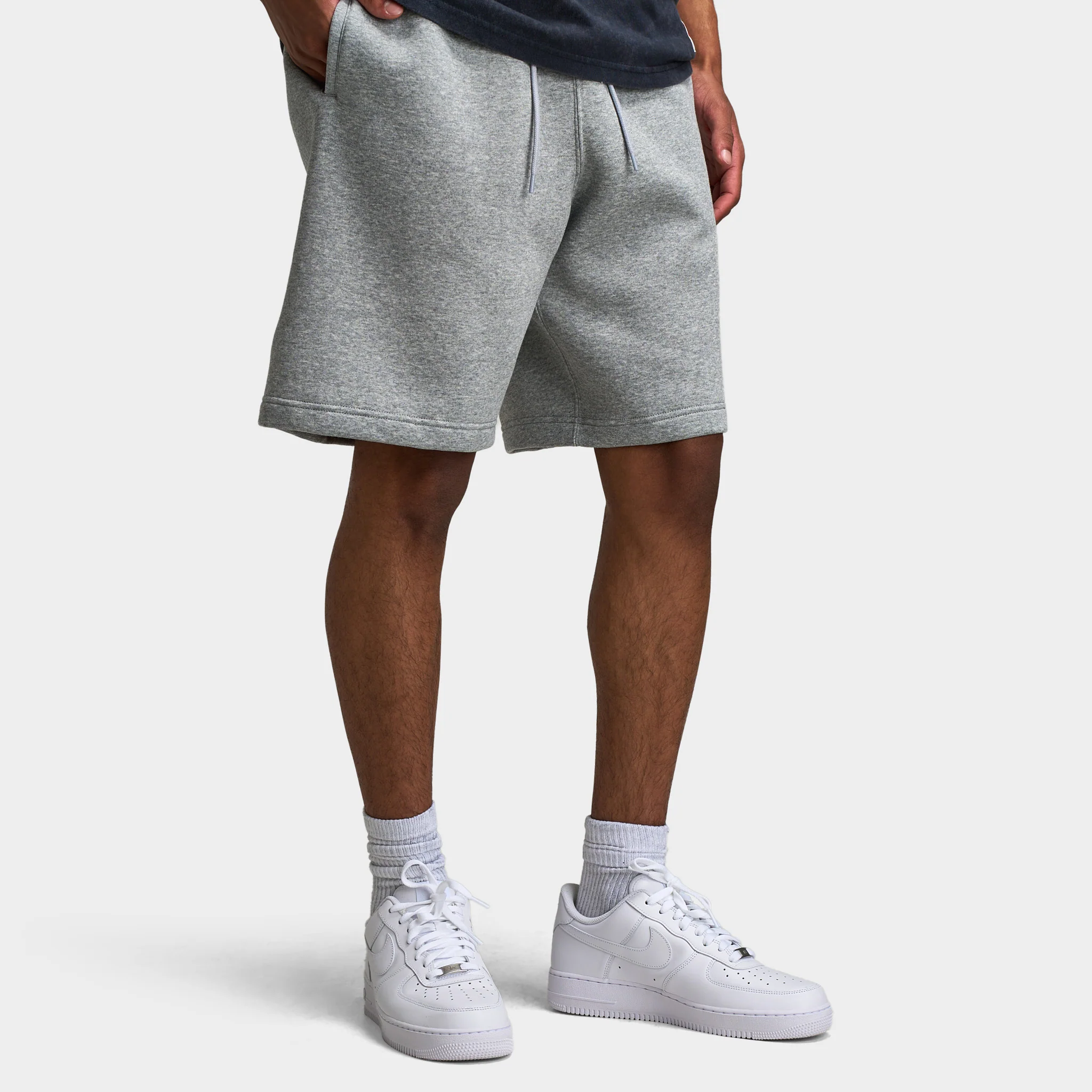 Nike Club Brushed Fleece Shorts Dark Heather Grey / Light Smoke Grey - White - Image 3