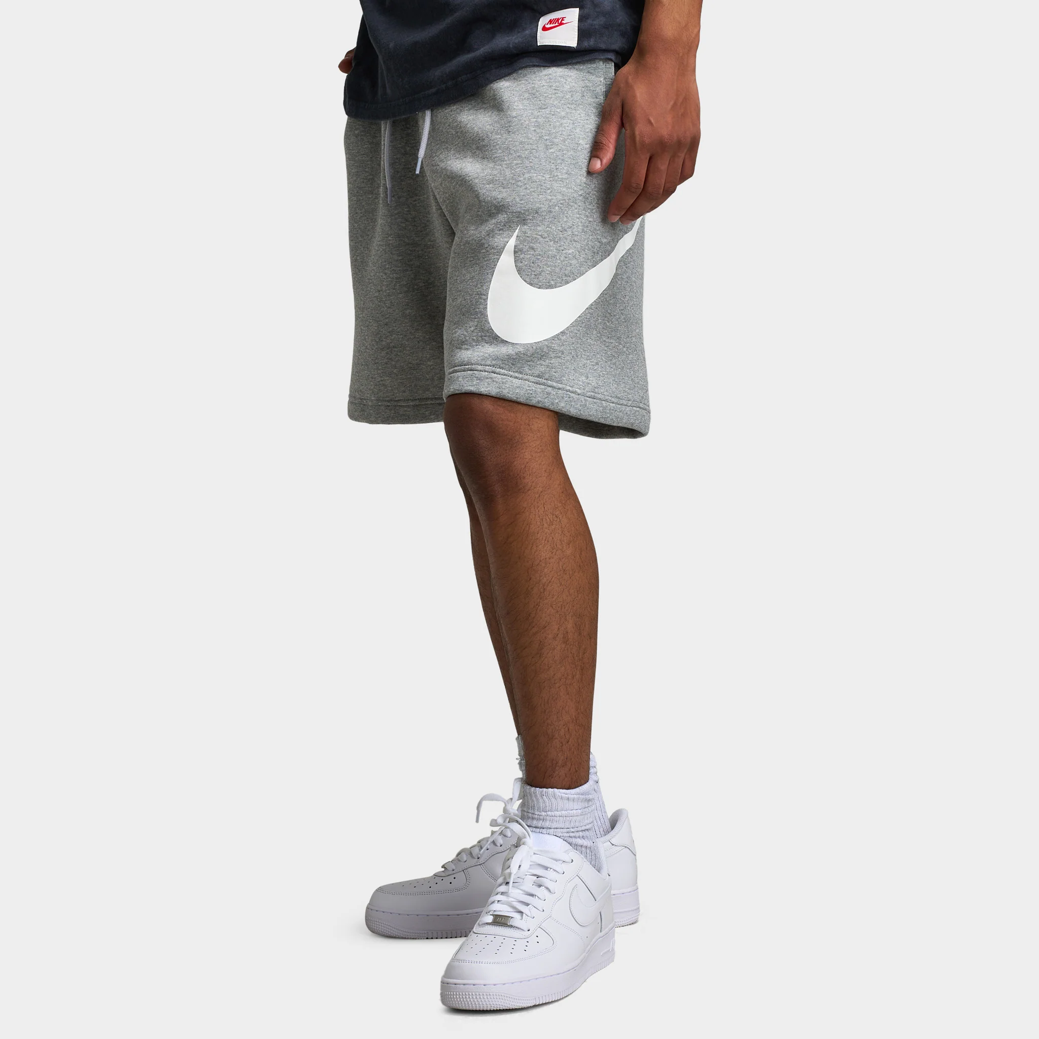 Nike Club Brushed Fleece Shorts Dark Heather Grey / Light Smoke Grey - White - Image 4