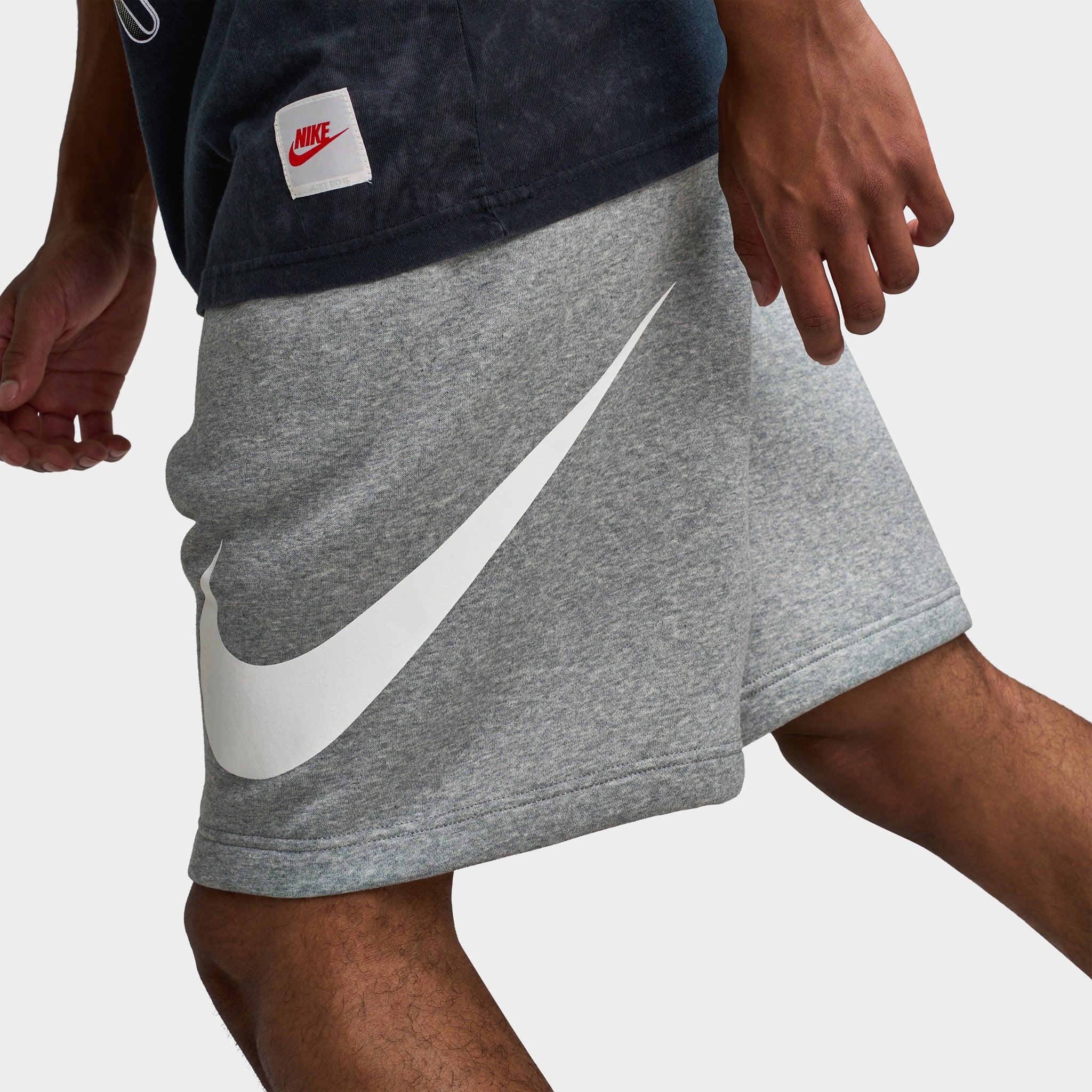 Nike Club Brushed Fleece Shorts Dark Heather Grey / Light Smoke Grey - White - Image 5
