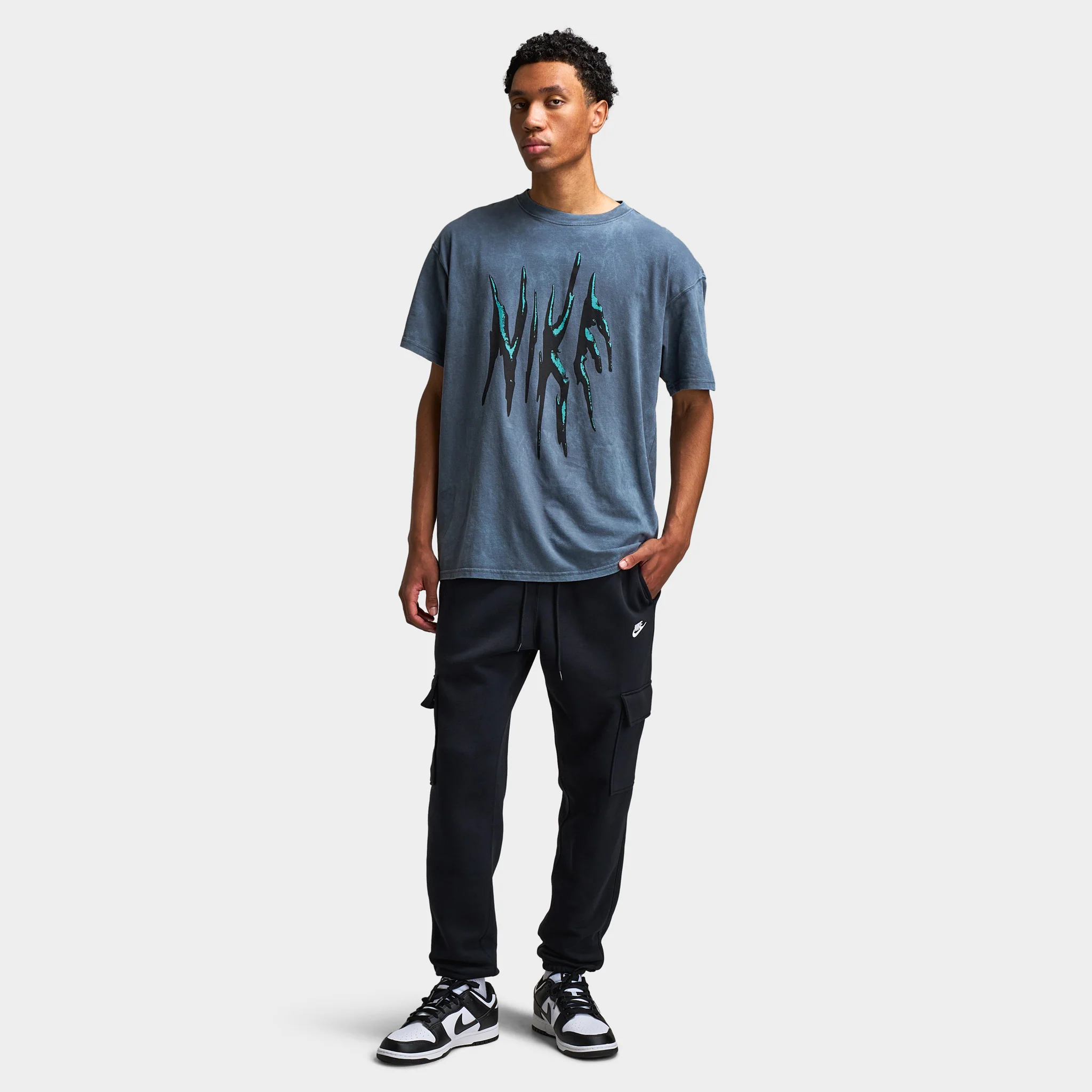 Nike Club Fleece Cargo Pants Black / Black - White - Image 6
