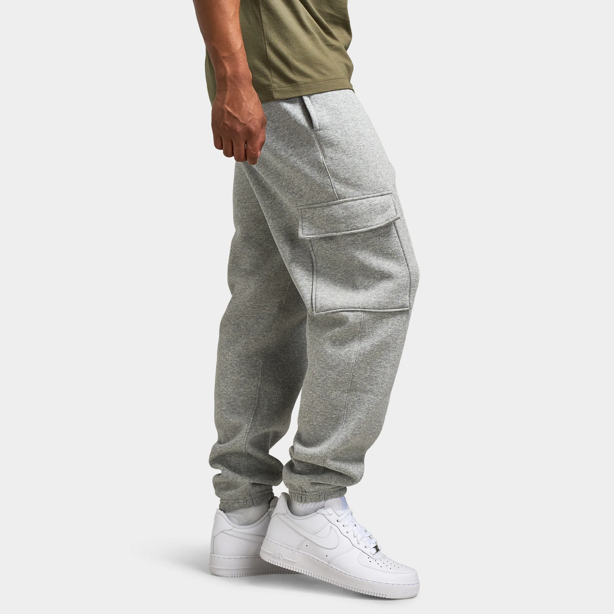 Nike Club Fleece Cargo Pants Dark Grey Heather / Light Smoke Grey - White - Image 4