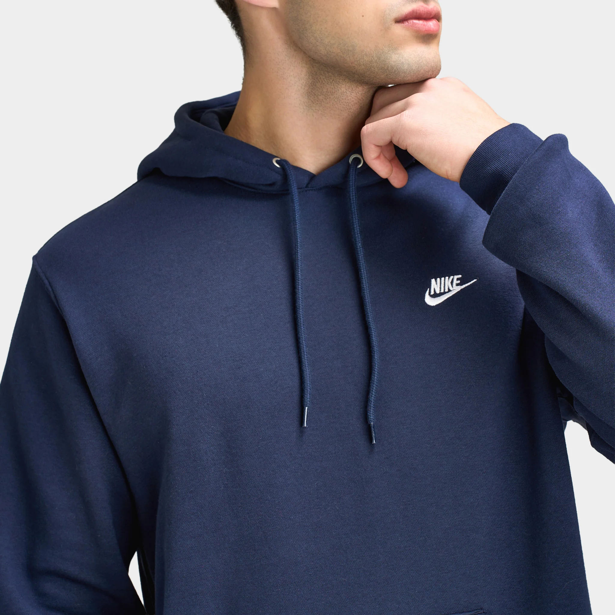 Nike Club Fleece Hoodie / Obsidian / White - Image 3