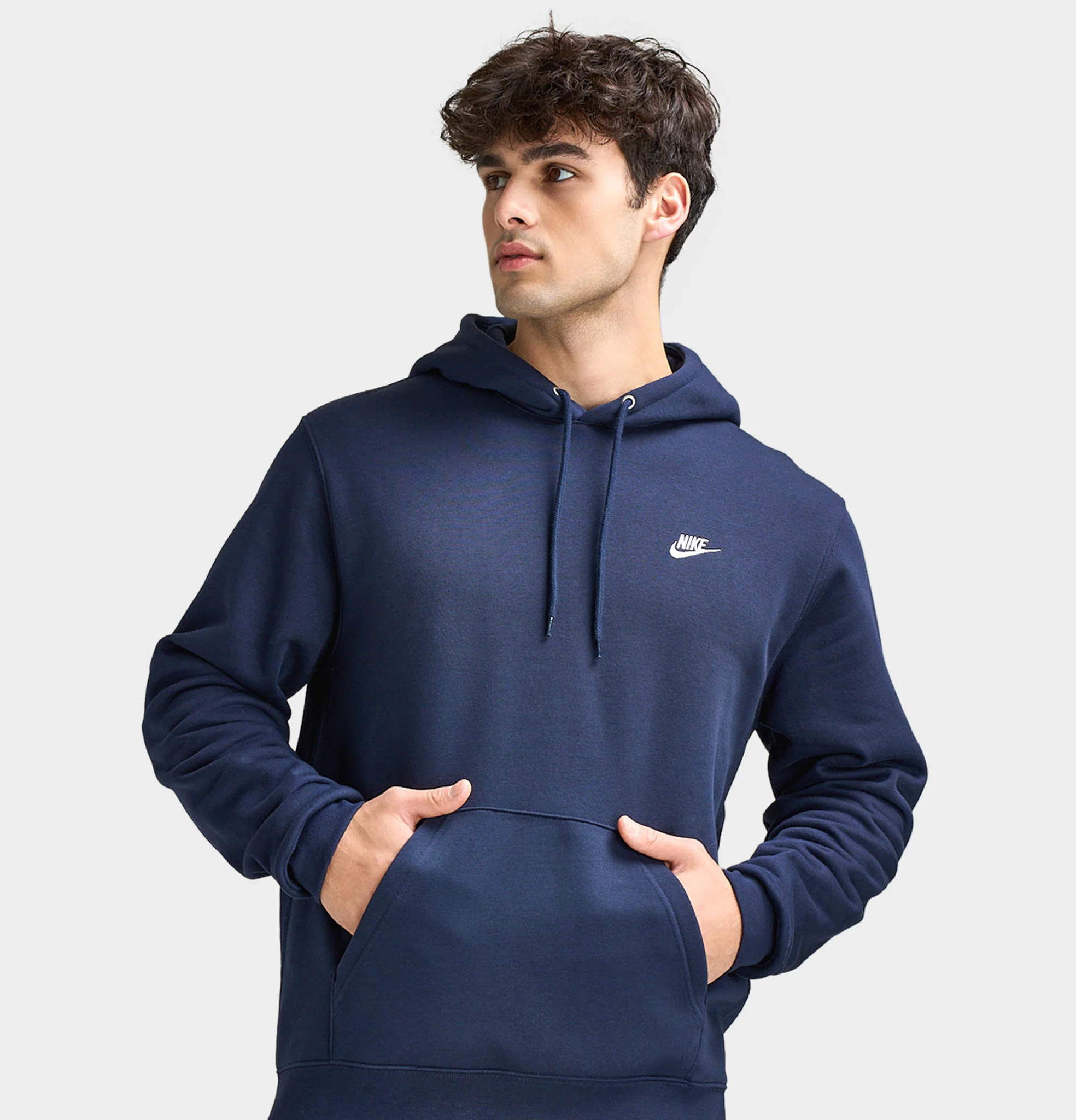 Nike Club Fleece Hoodie / Obsidian / White - Image 4