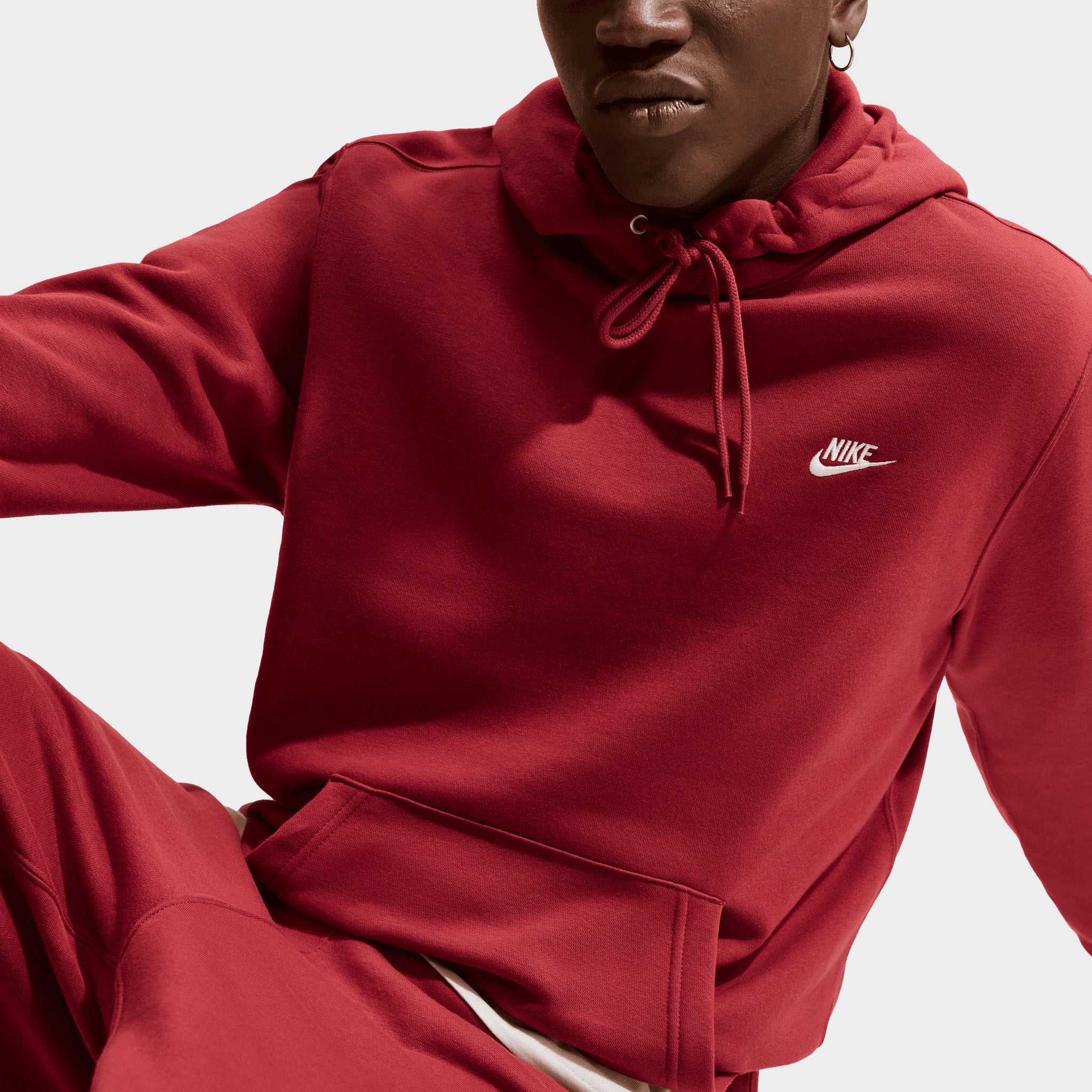 Nike Club Fleece Hoodie / Red - Image 3