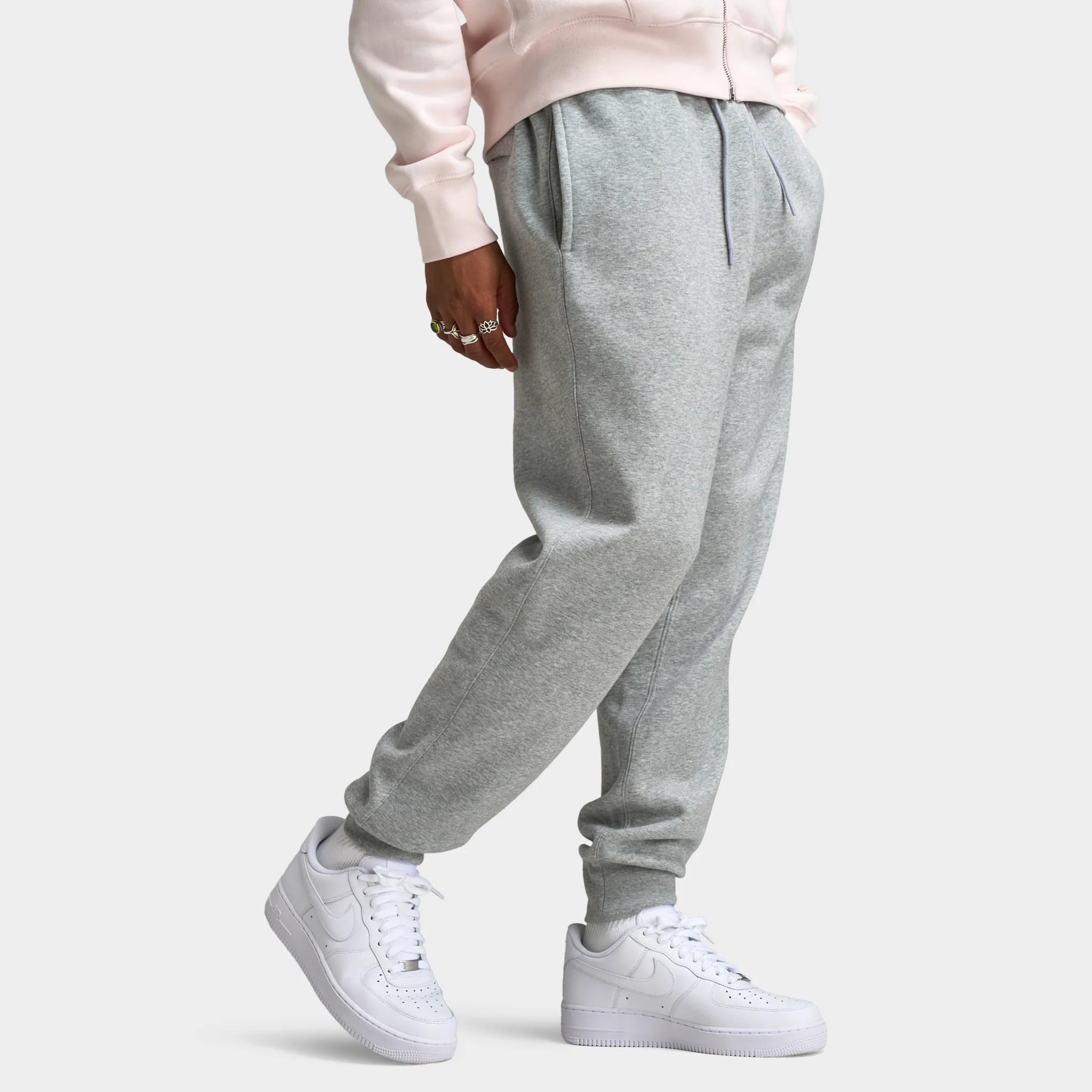 Nike Club Fleece Joggers Dark Grey Heather / Light Smoke Grey - White - Image 3