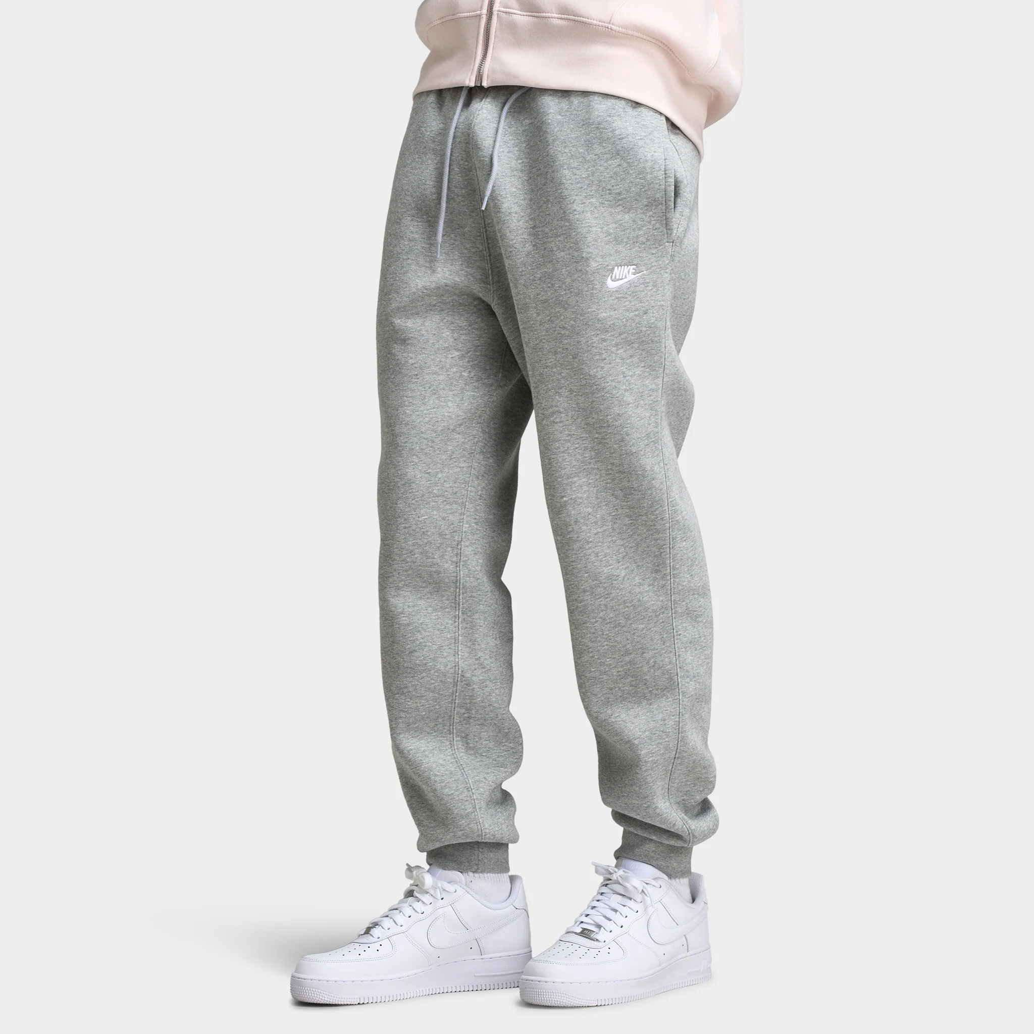 Nike Club Fleece Joggers Dark Grey Heather / Light Smoke Grey - White - Image 4