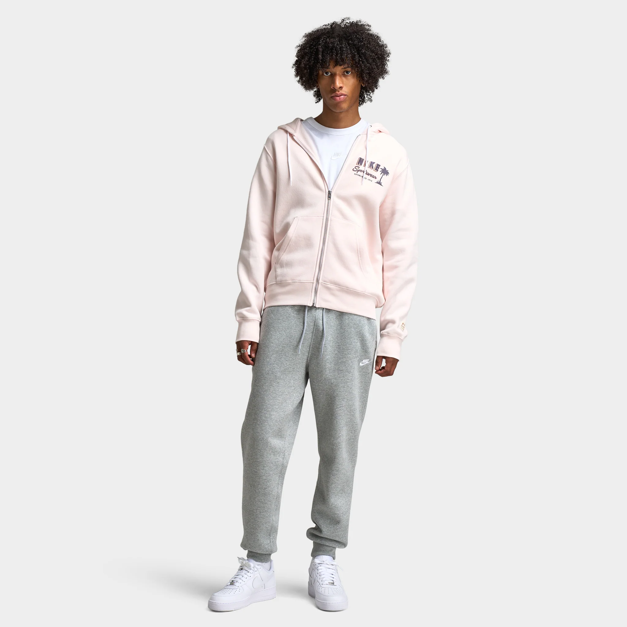 Nike Club Fleece Joggers Dark Grey Heather / Light Smoke Grey - White - Image 6