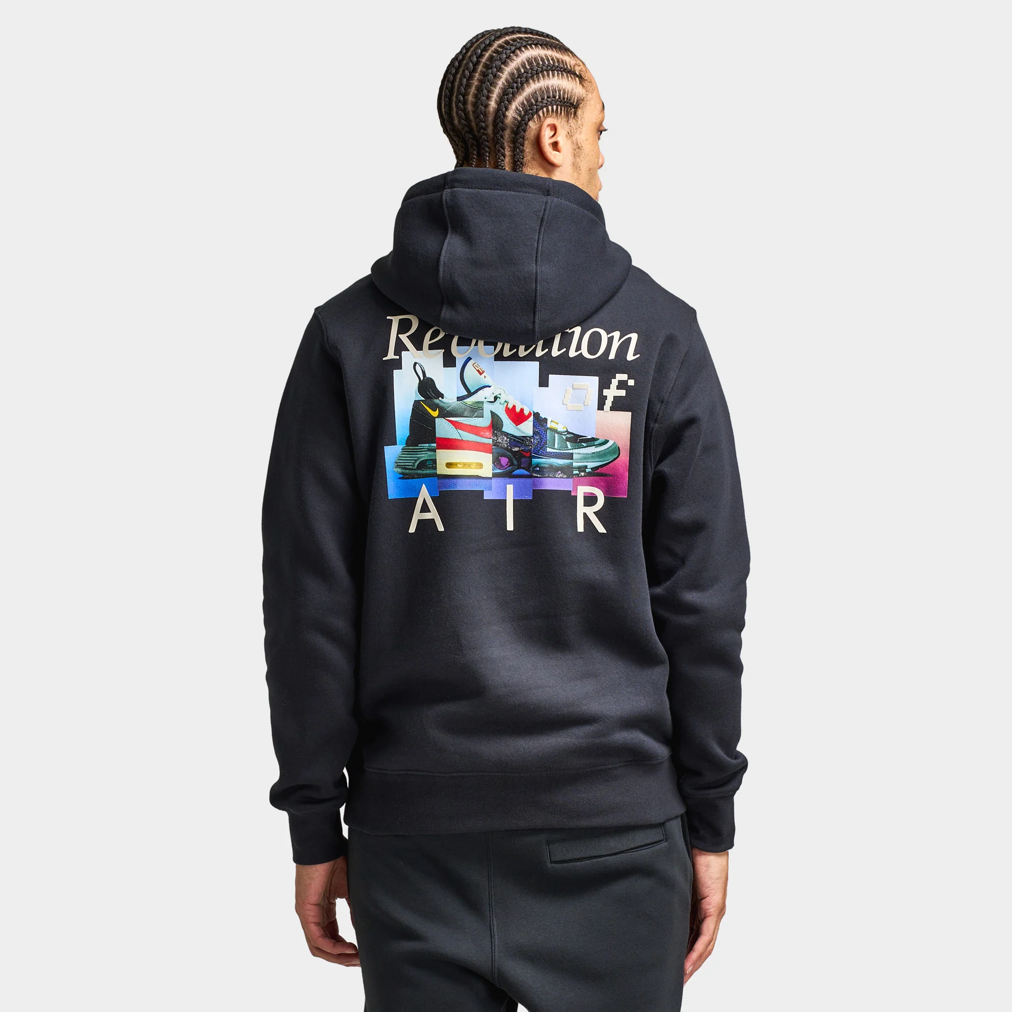 Nike Club Fleece Pullover Graphic Hoodie Black / White - Image 2