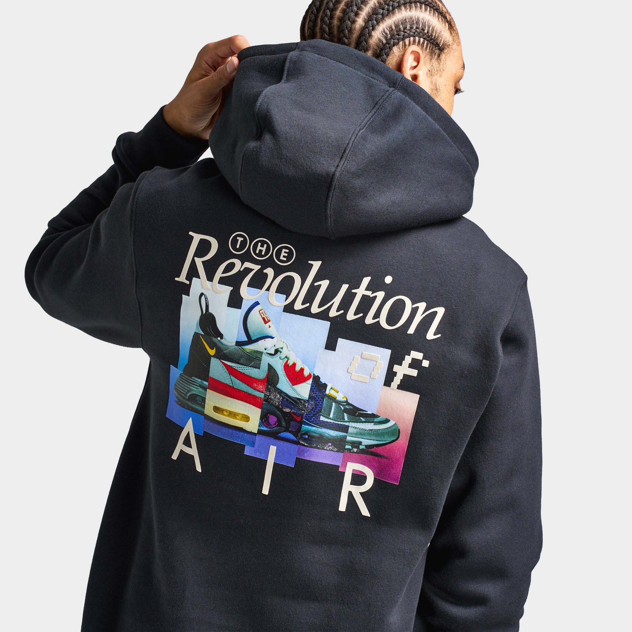 Nike Club Fleece Pullover Graphic Hoodie Black / White - Image 4