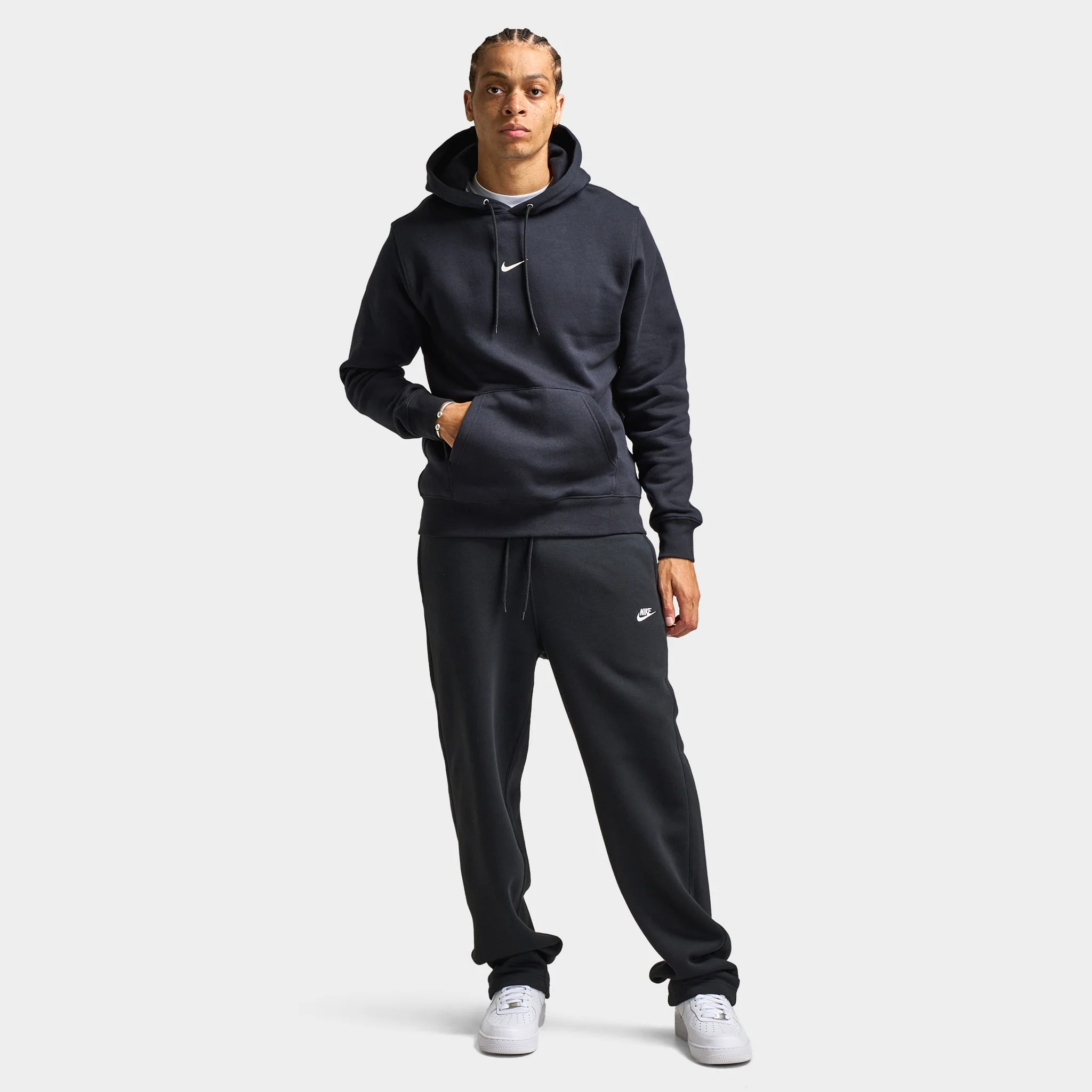 Nike Club Fleece Pullover Graphic Hoodie Black / White - Image 6