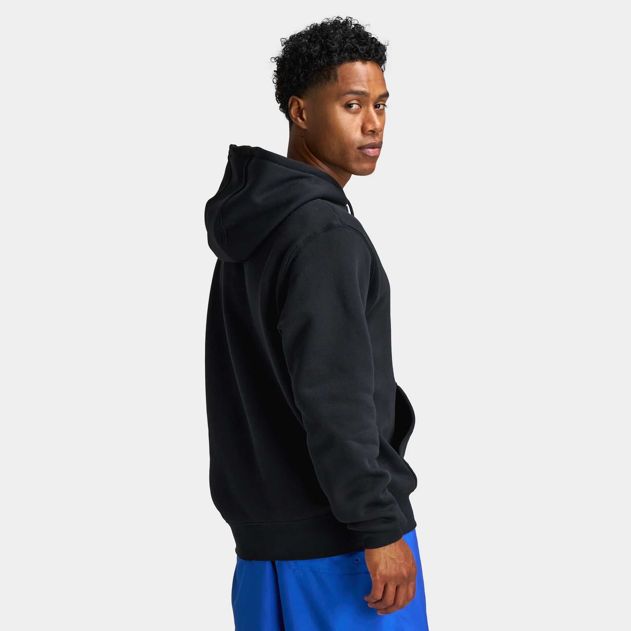 Nike Club Fleece Pullover Hoodie Black / Black - White - Image 2
